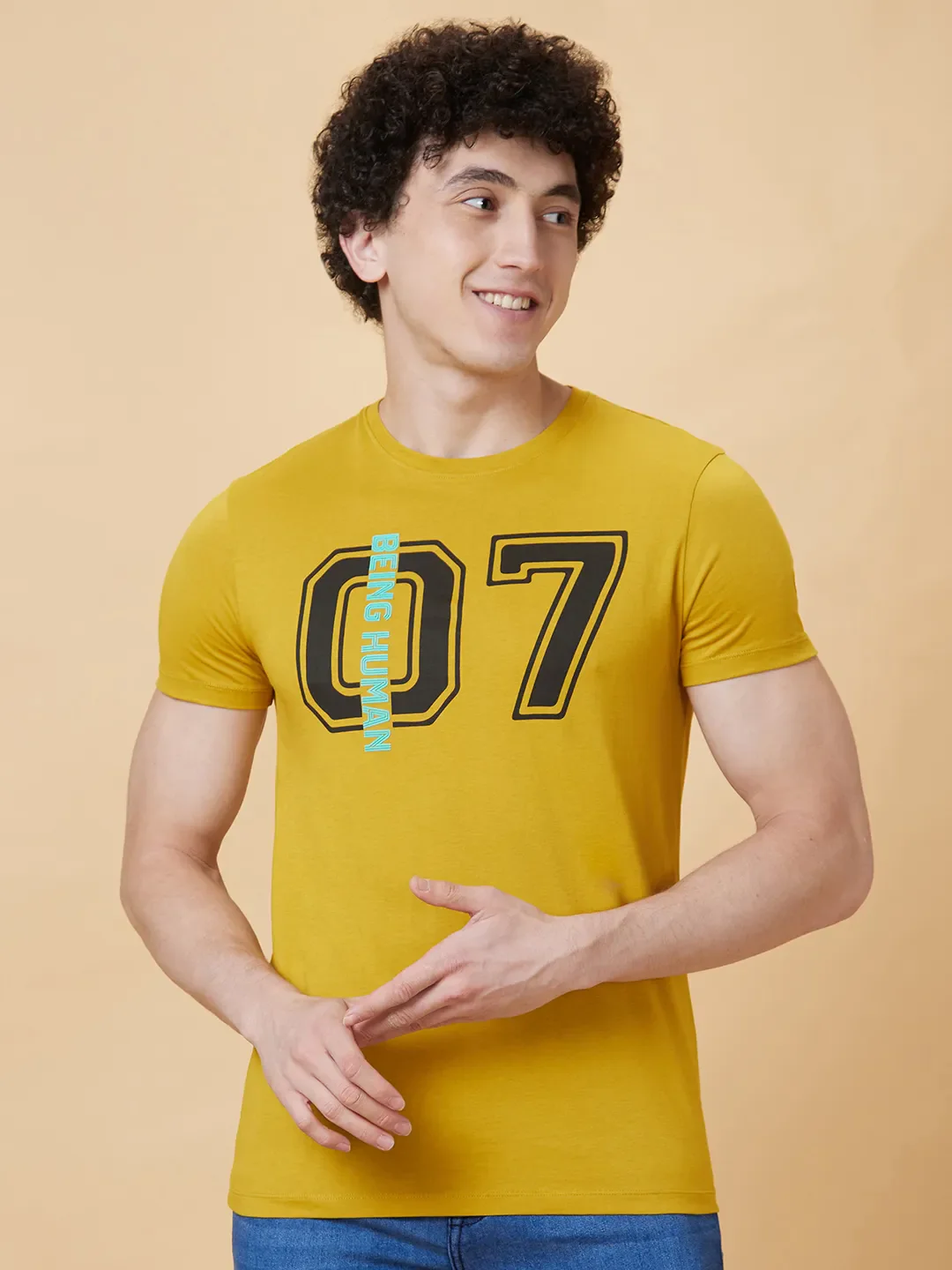 Yellow Regular Fit Men's Short Sleeves T-Shirt by Being Human Clothing - Image 6