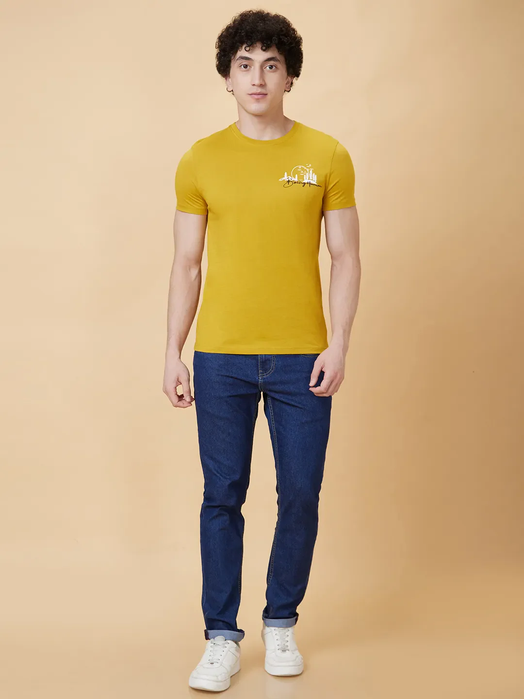 Yellow Regular Fit Men's Short Sleeves T-Shirt by Being Human Clothing