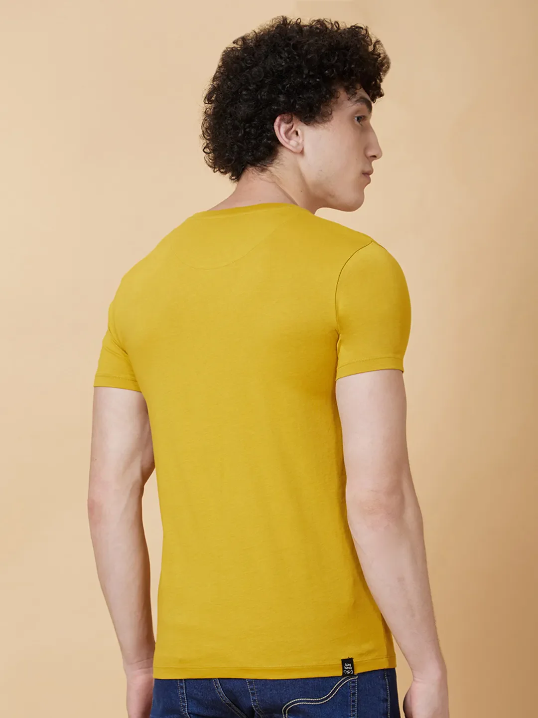 Yellow Regular Fit Men's Short Sleeves T-Shirt by Being Human Clothing - Image 2