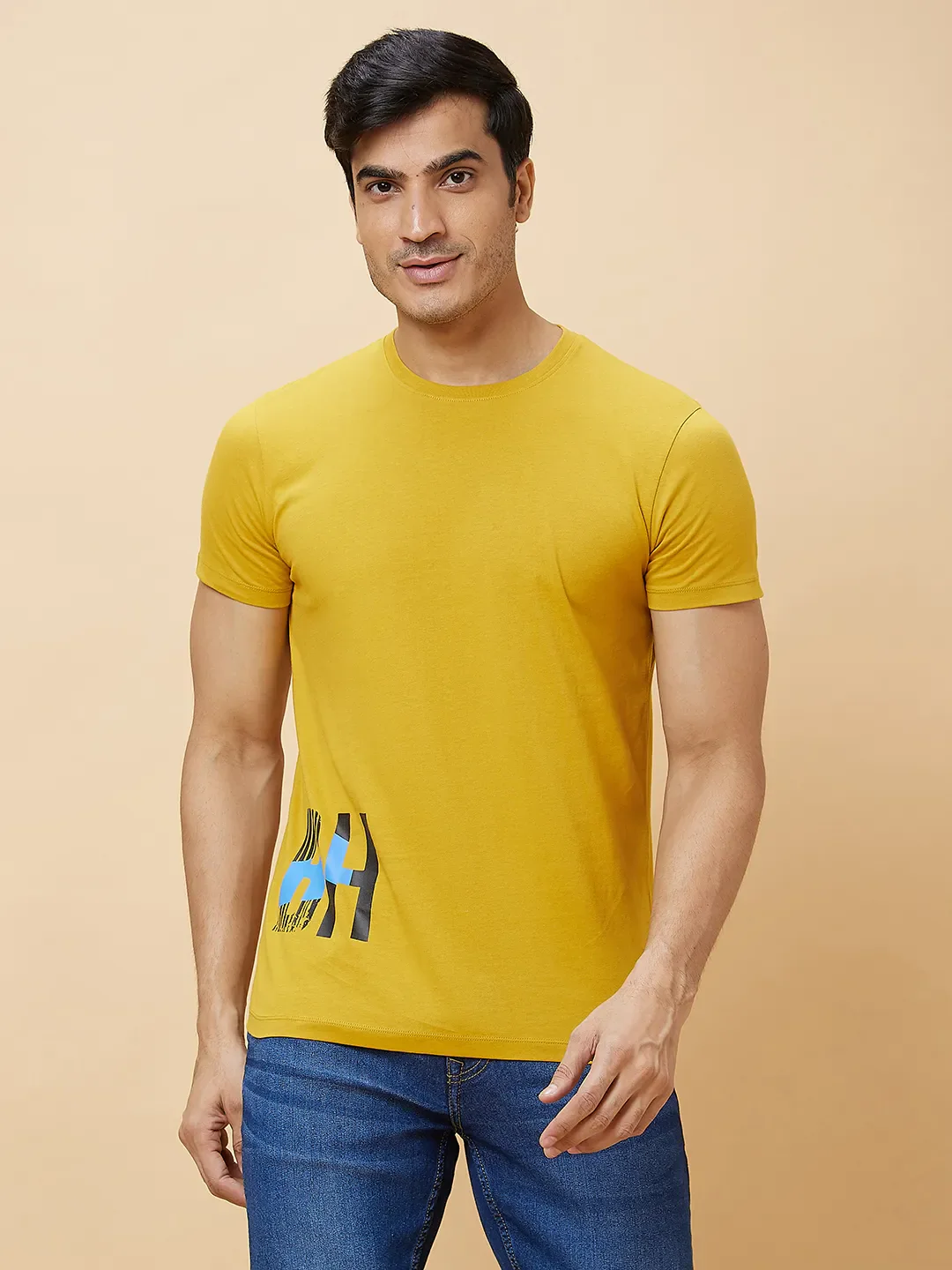 Yellow Regular Fit Men's Short Sleeves T-Shirt by Being Human Clothing