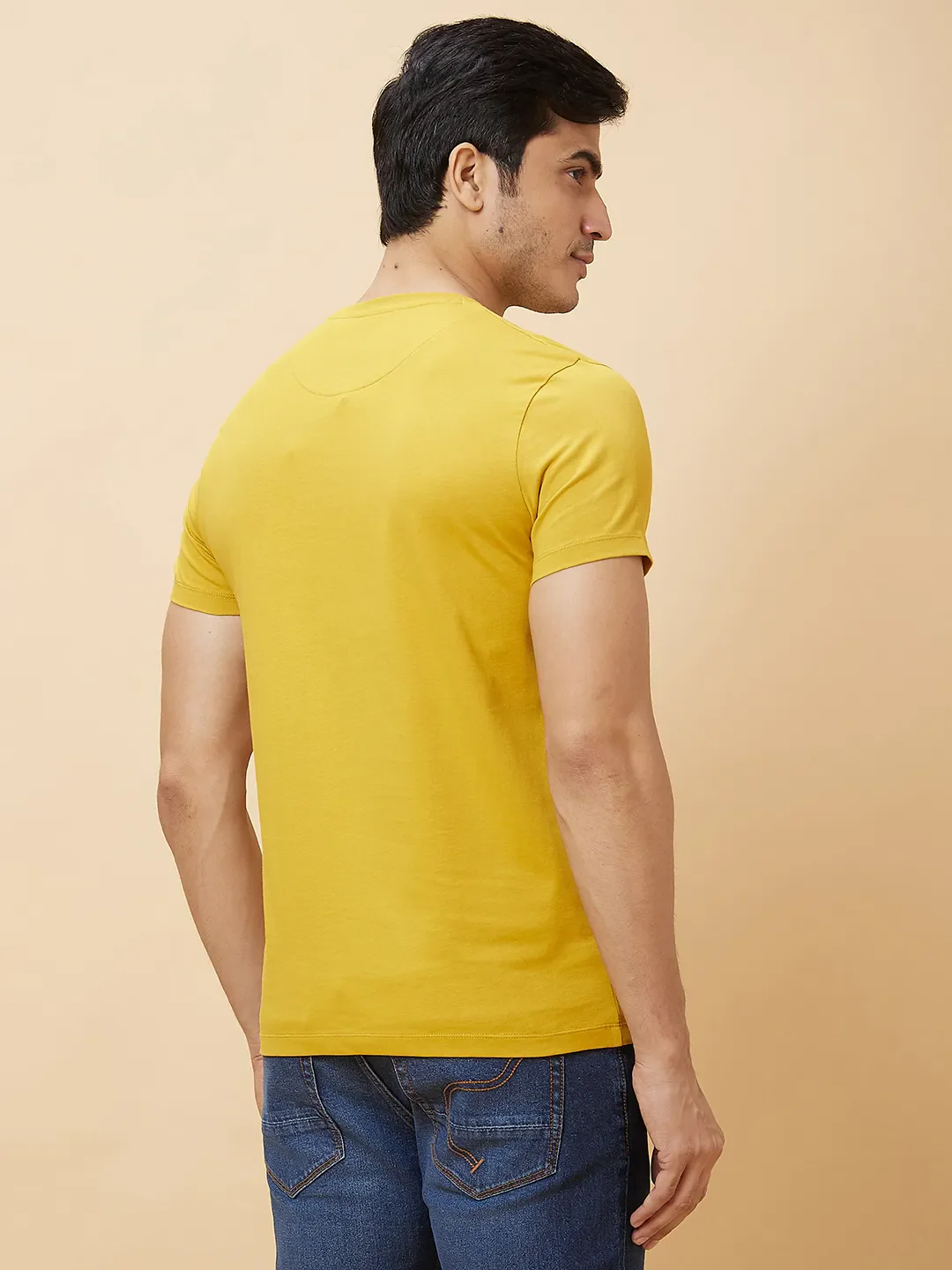 Yellow Regular Fit Men's Short Sleeves T-Shirt by Being Human Clothing - Image 3