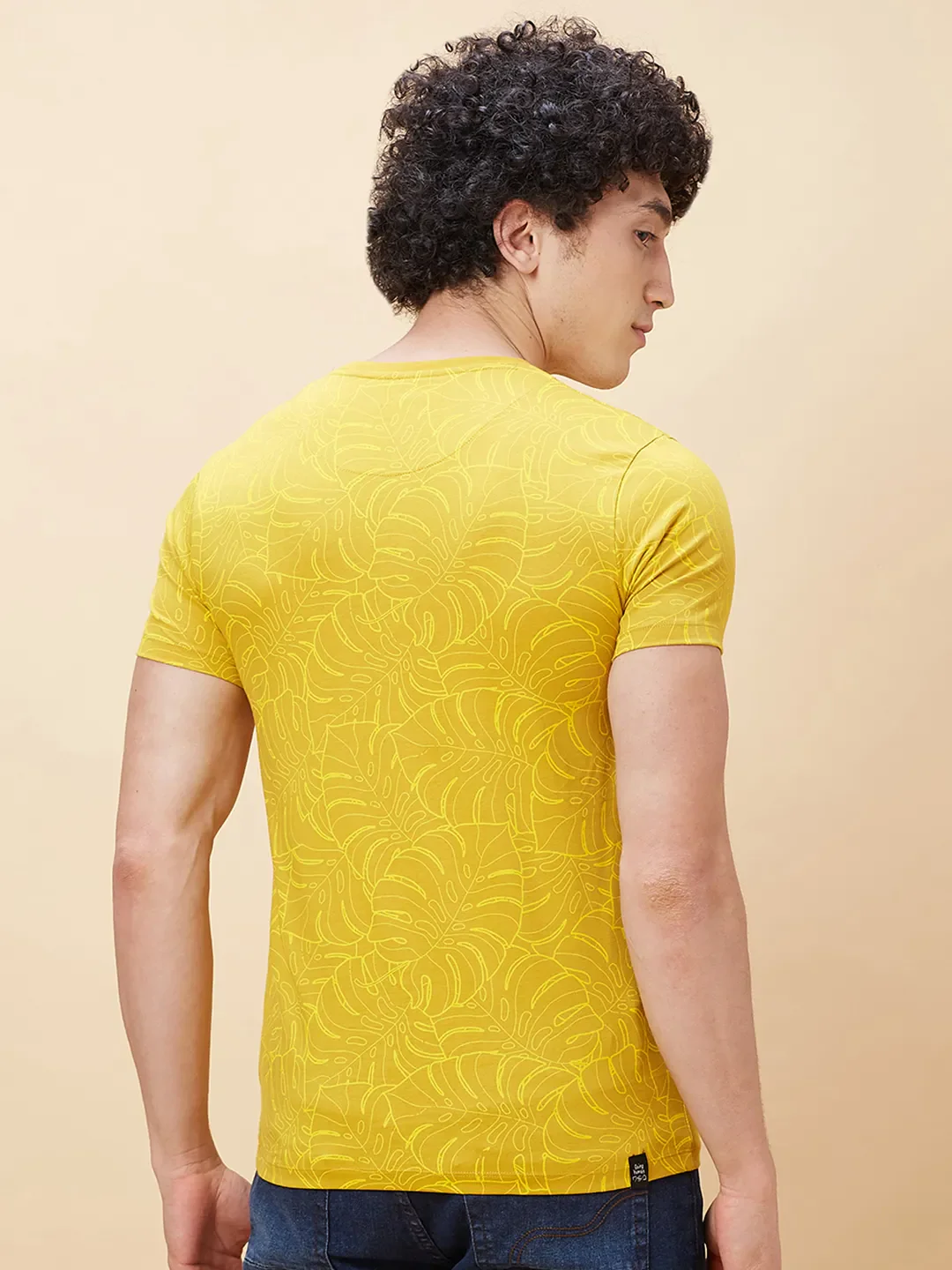 Yellow Regular Fit Men's Short Sleeves T-Shirt by Being Human Clothing - Image 3