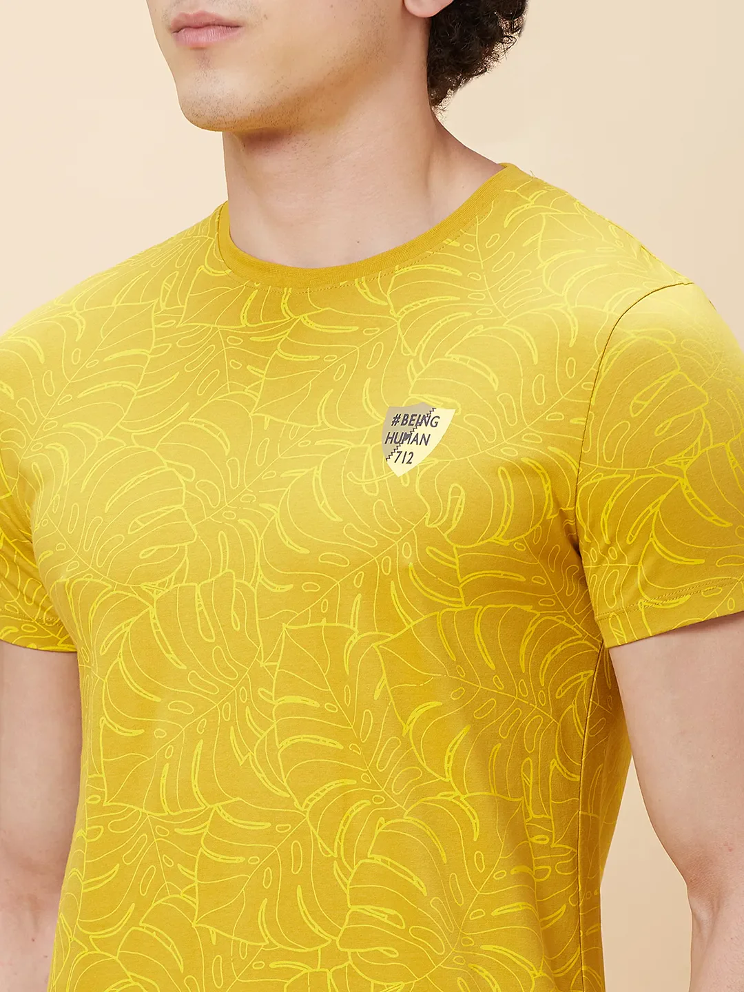 Yellow Regular Fit Men's Short Sleeves T-Shirt by Being Human Clothing - Image 5