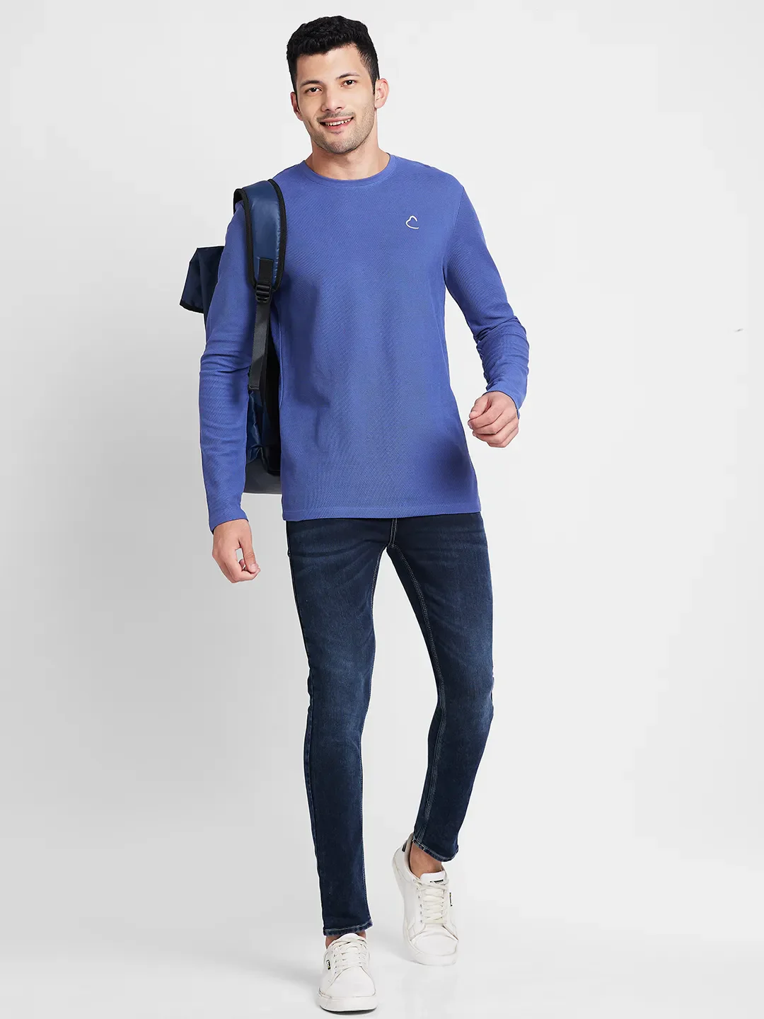 Navy Regular Fit Round Neck Men's T-Shirt by Being Human Clothing - Image 6