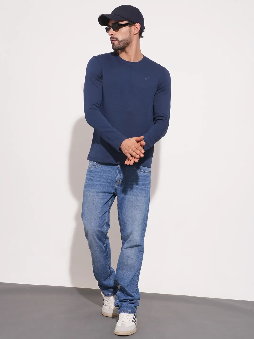 Navy Regular Fit Round Neck Men's T-Shirt by Being Human Clothing - Image 2