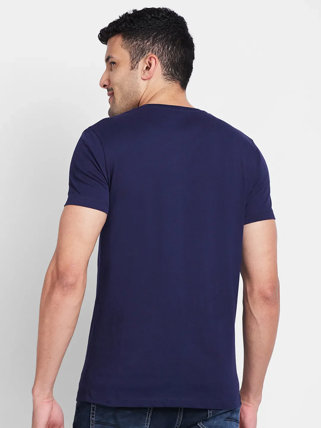 Navy Regular Fit Round Neck Men's T-Shirt by Being Human Clothing - Image 3