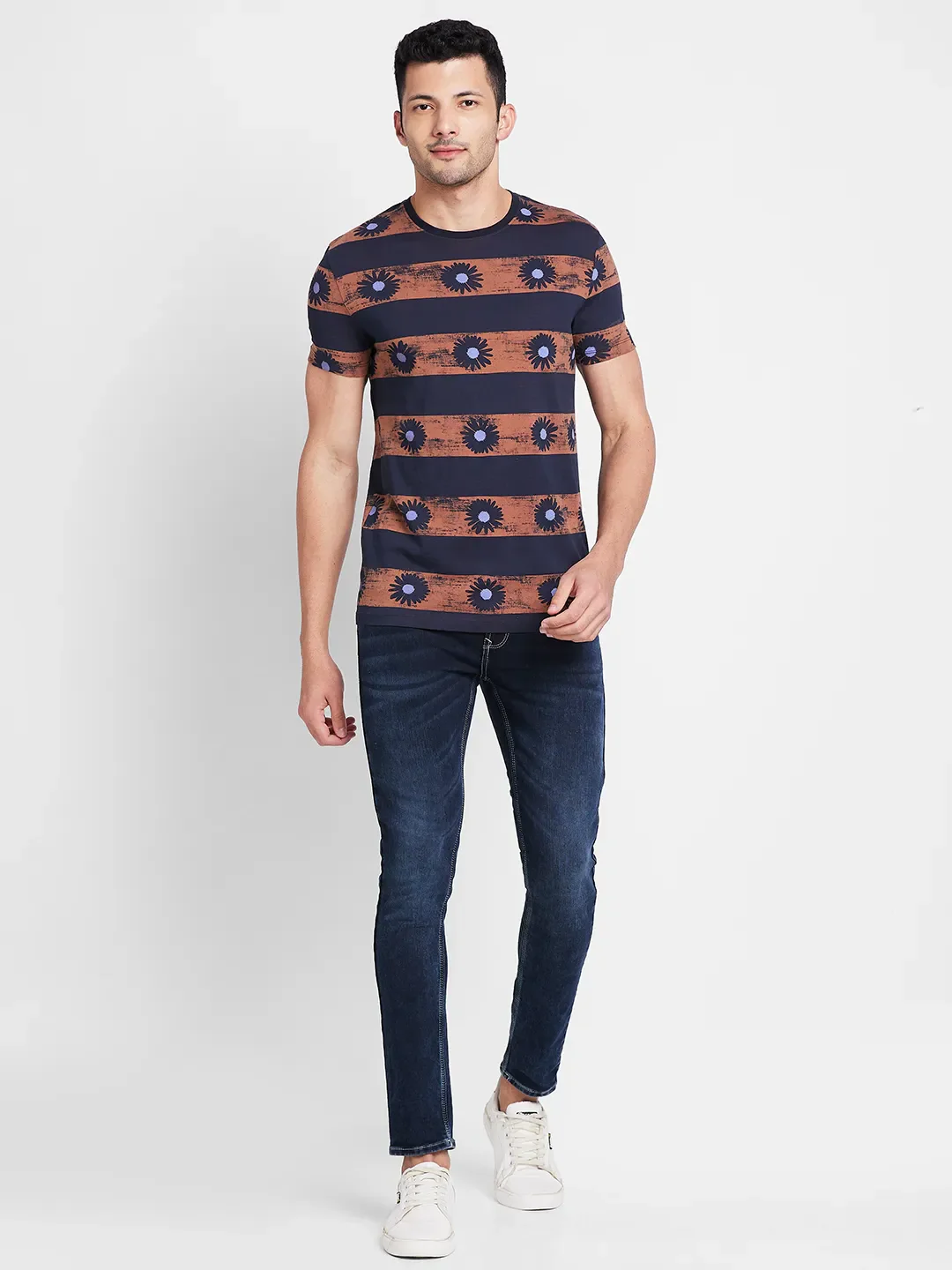 Navy Regular Fit Round Neck Men's T-Shirt by Being Human Clothing - Image 2
