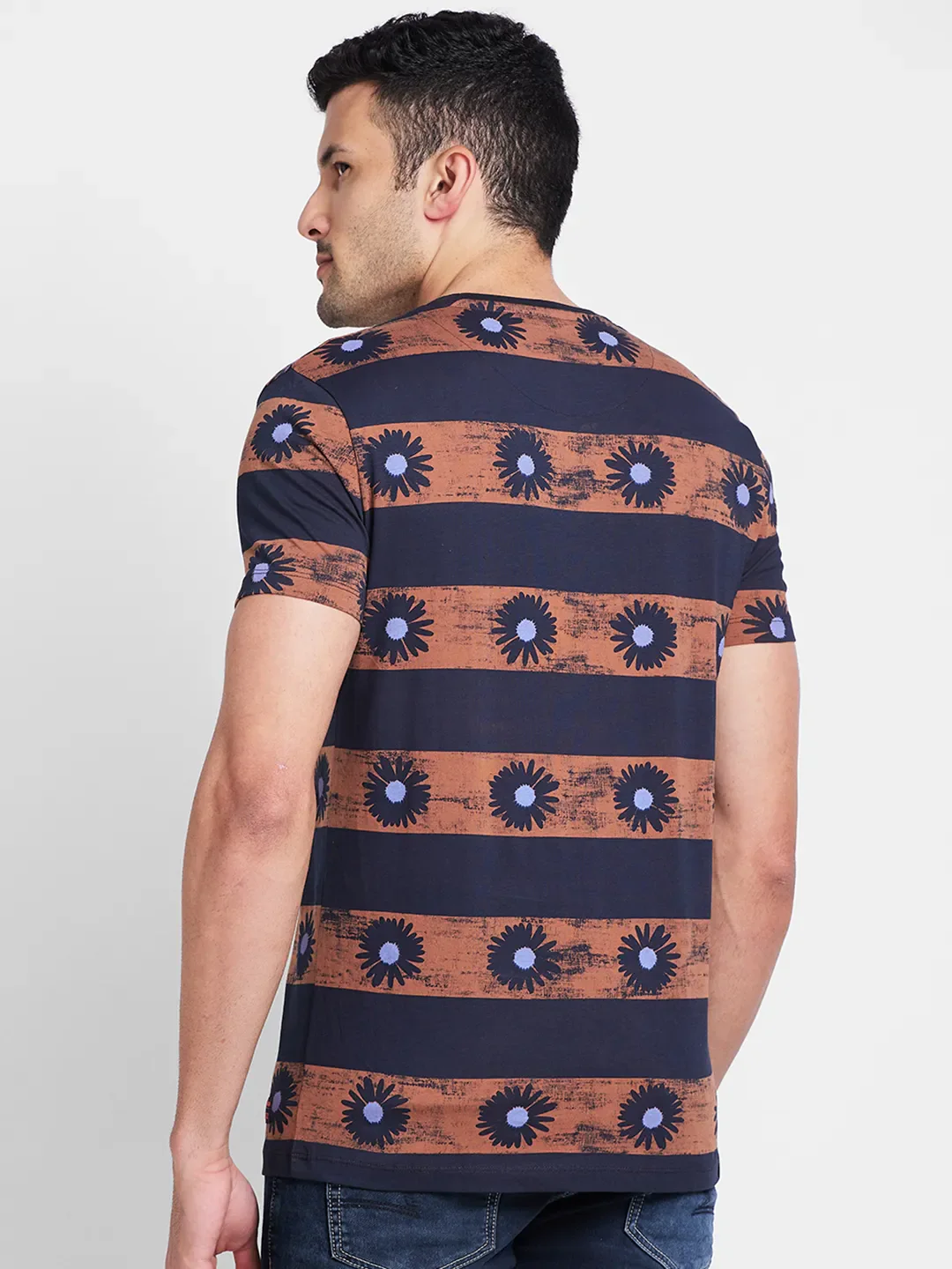 Navy Regular Fit Round Neck Men's T-Shirt by Being Human Clothing - Image 3