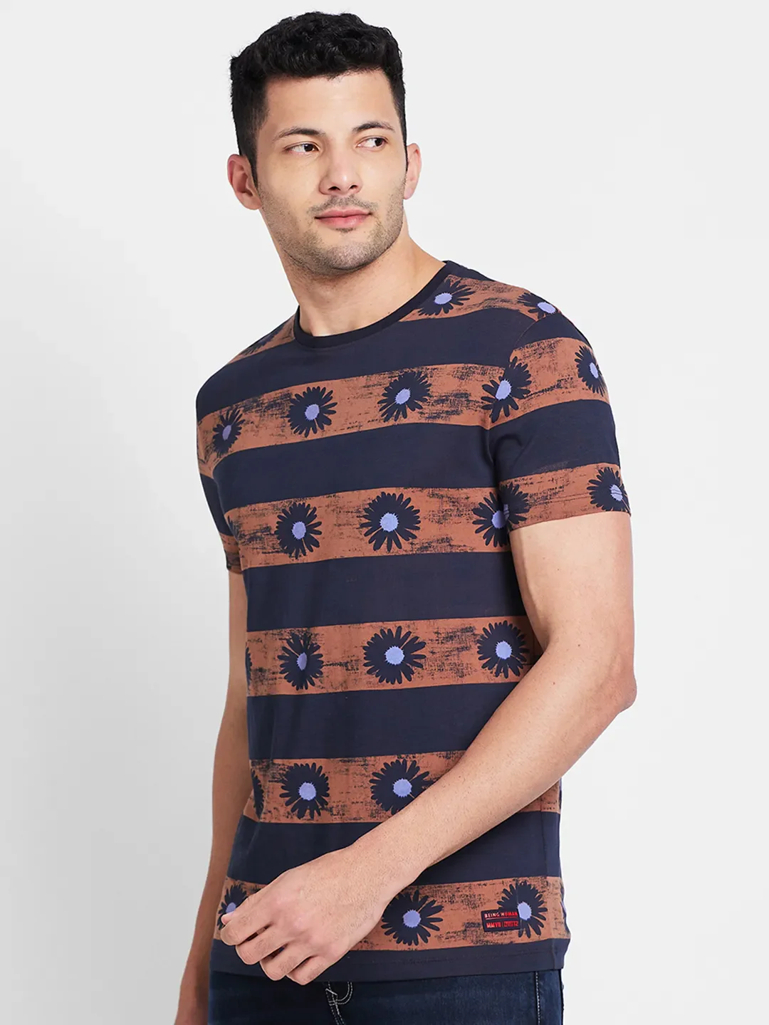 Navy Regular Fit Round Neck Men's T-Shirt by Being Human Clothing - Image 4