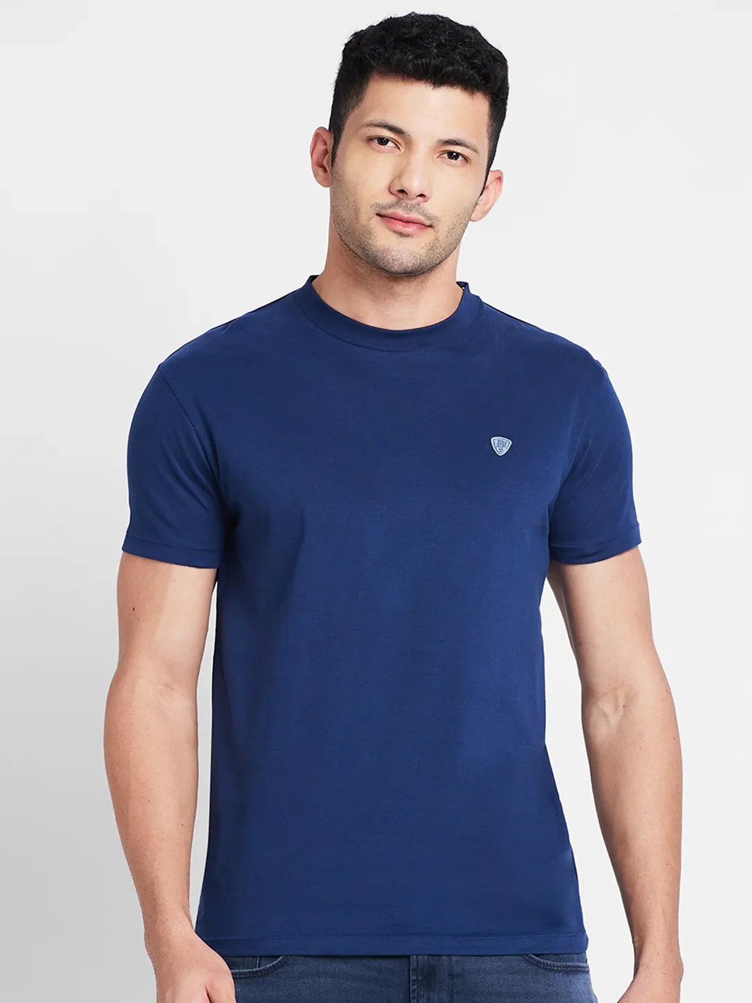 Navy Regular Fit Round Neck Men's T-Shirt by Being Human Clothing