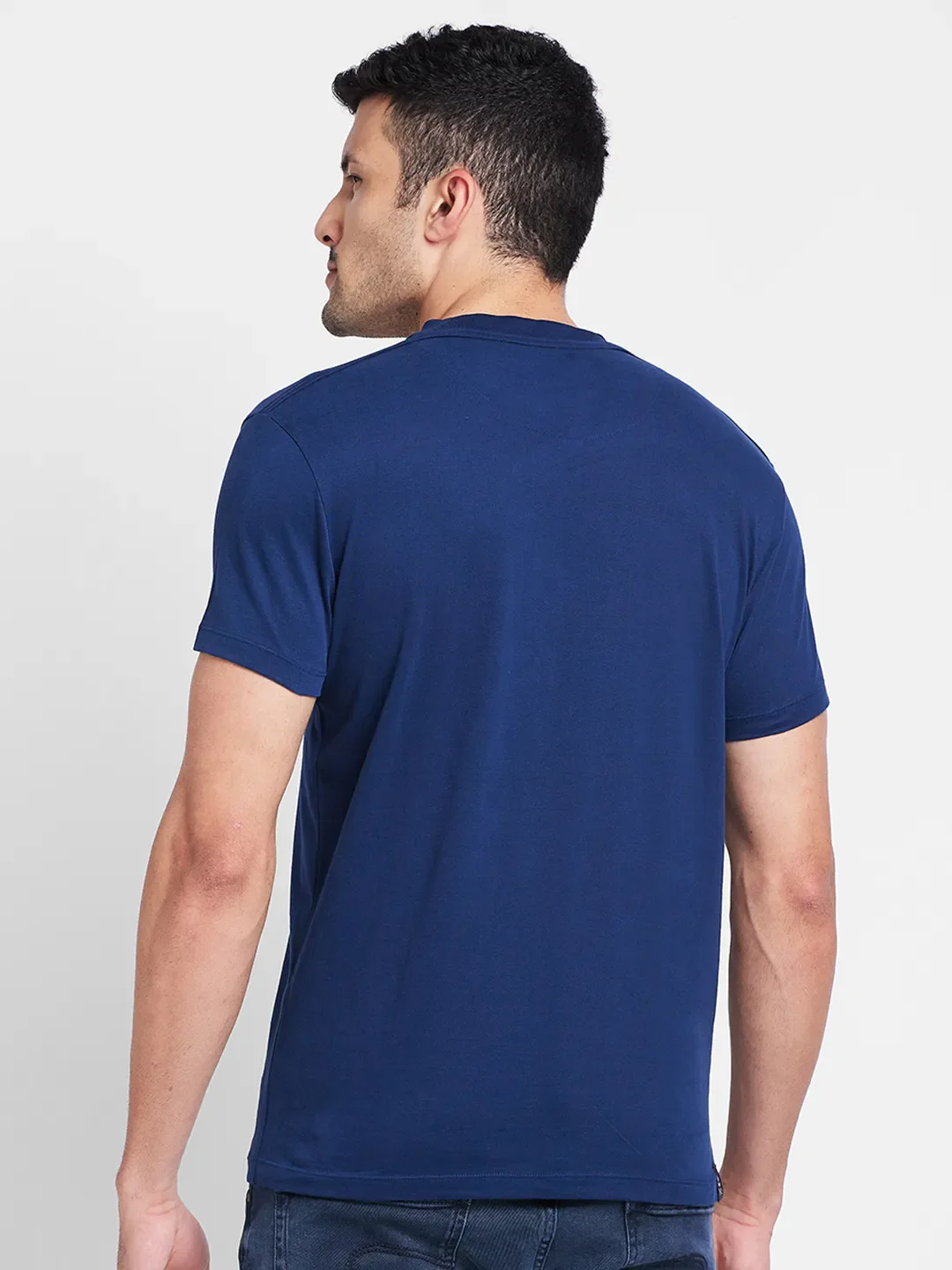 Navy Regular Fit Round Neck Men's T-Shirt by Being Human Clothing - Image 3