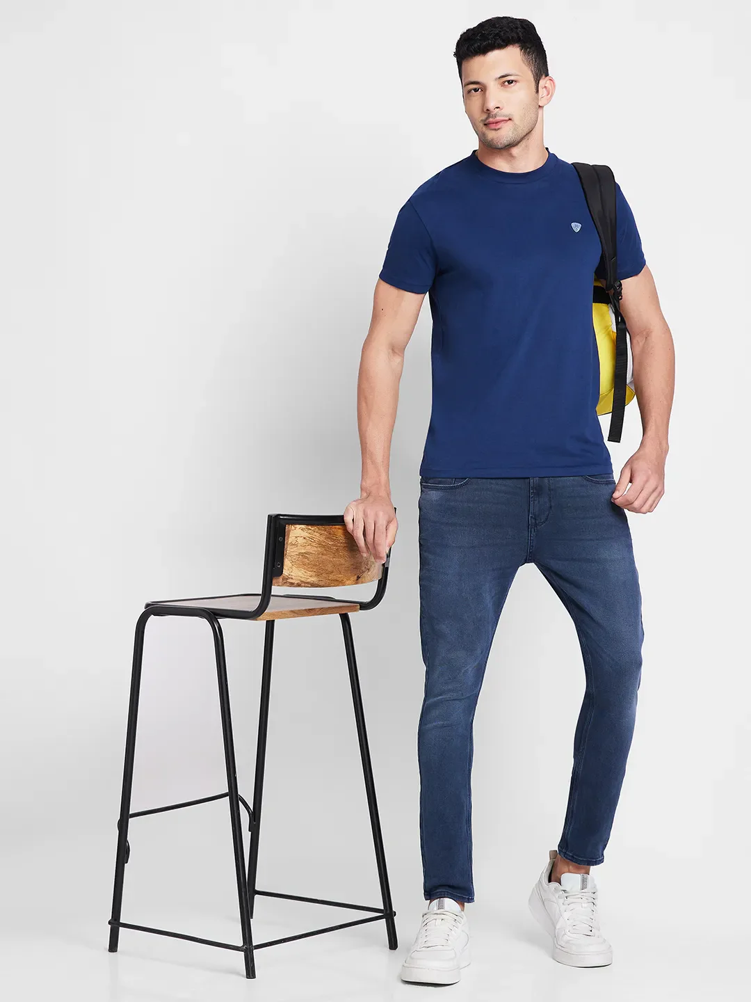 Navy Regular Fit Round Neck Men's T-Shirt by Being Human Clothing - Image 6