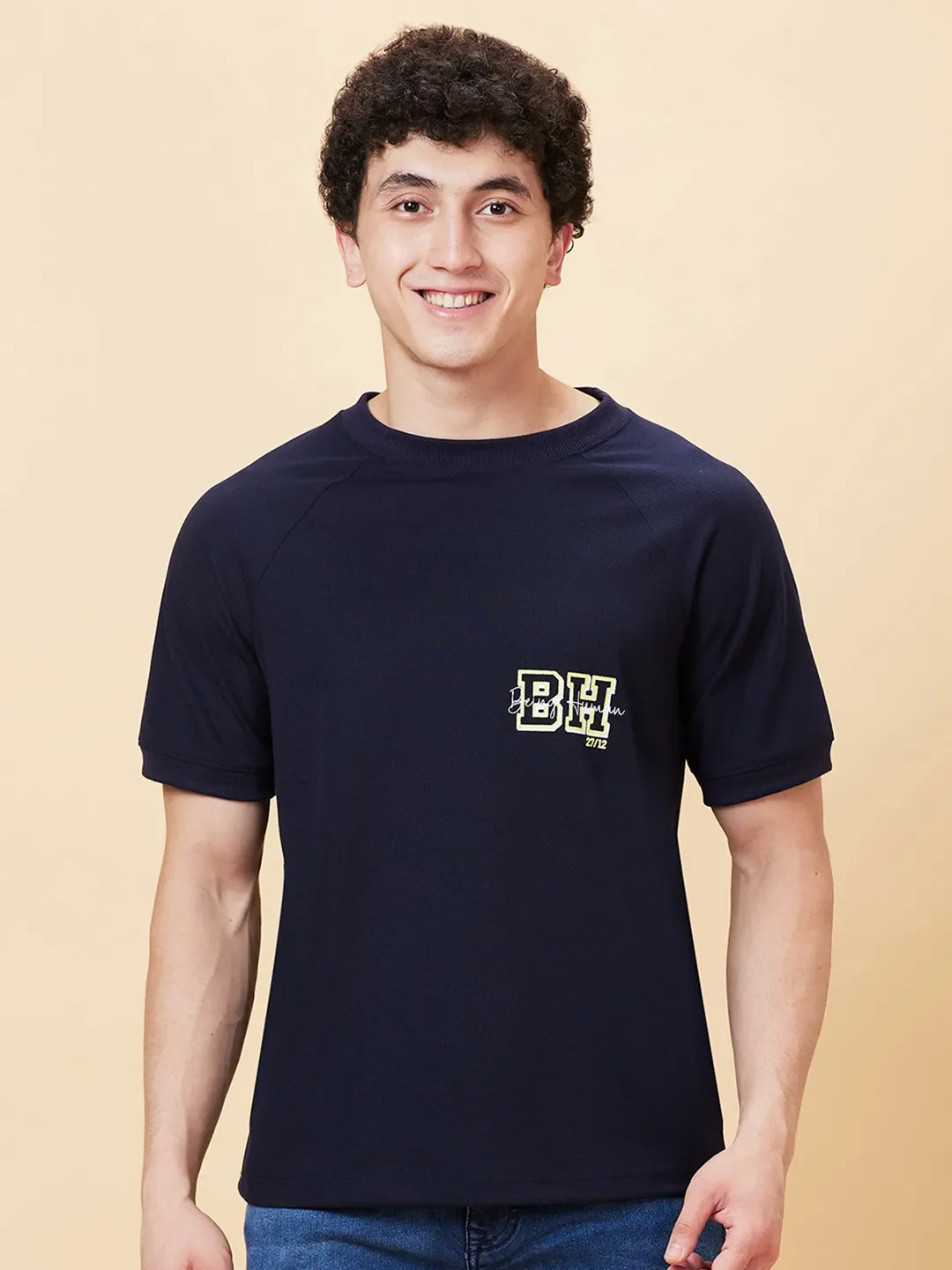 Navy Regular Fit Men's Short Sleeves T-Shirt by Being Human Clothing