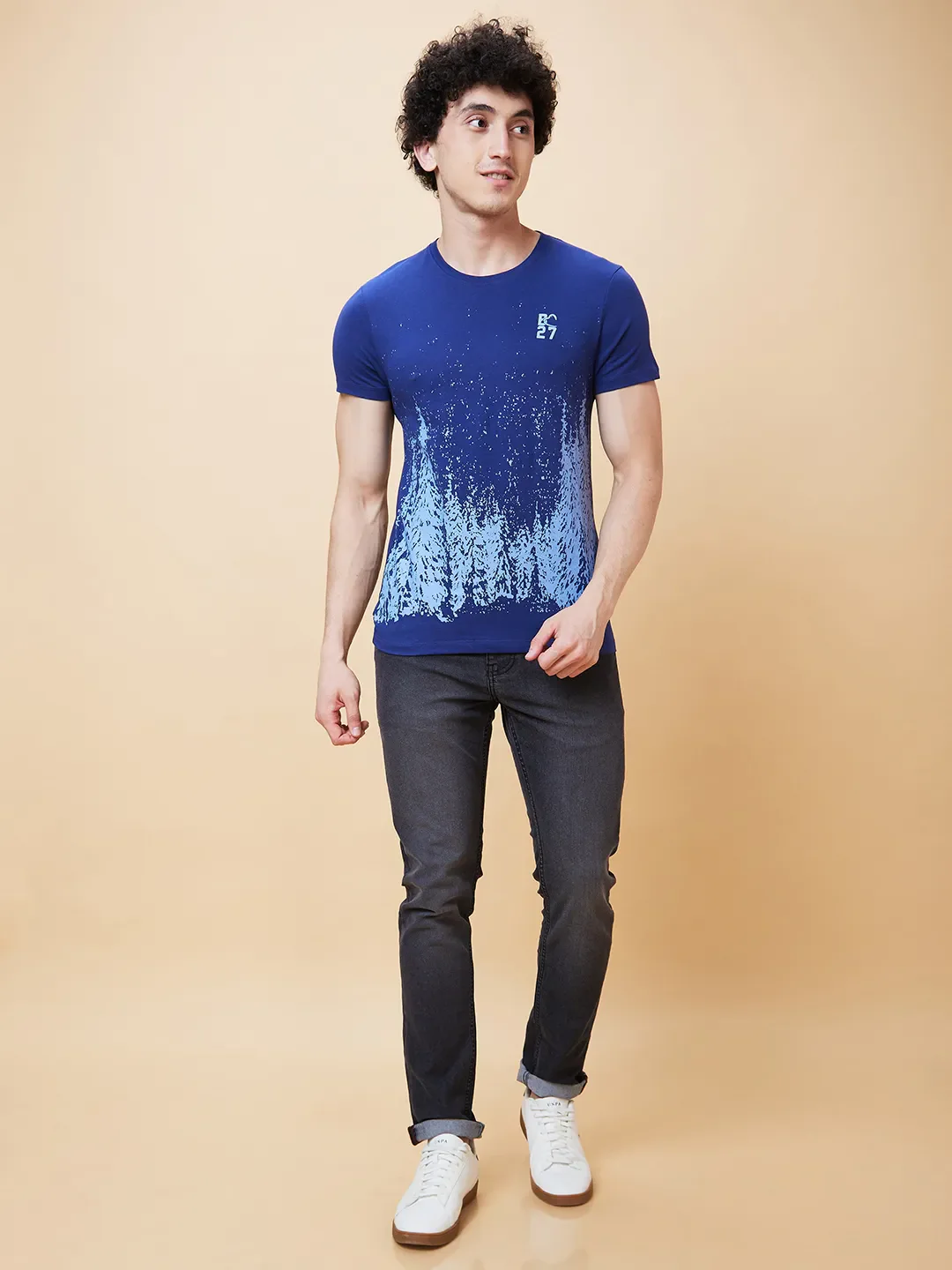 Navy Regular Fit Men's Short Sleeves T-Shirt by Being Human Clothing - Image 2