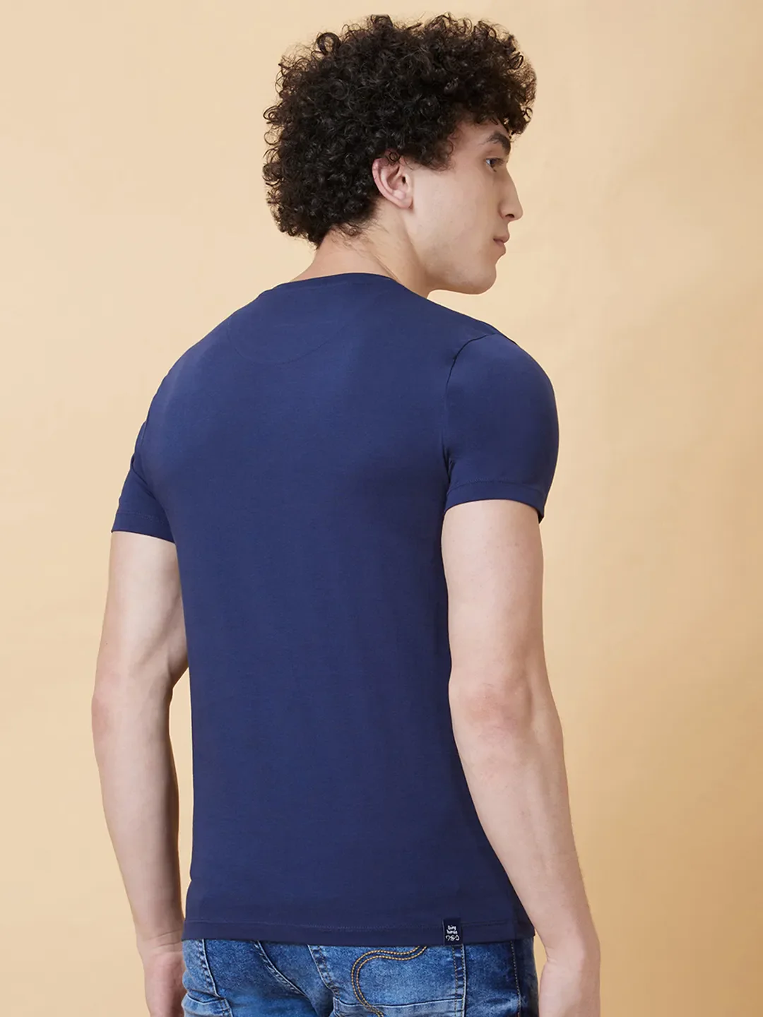 Navy Regular Fit Men's Short Sleeves T-Shirt by Being Human Clothing - Image 3