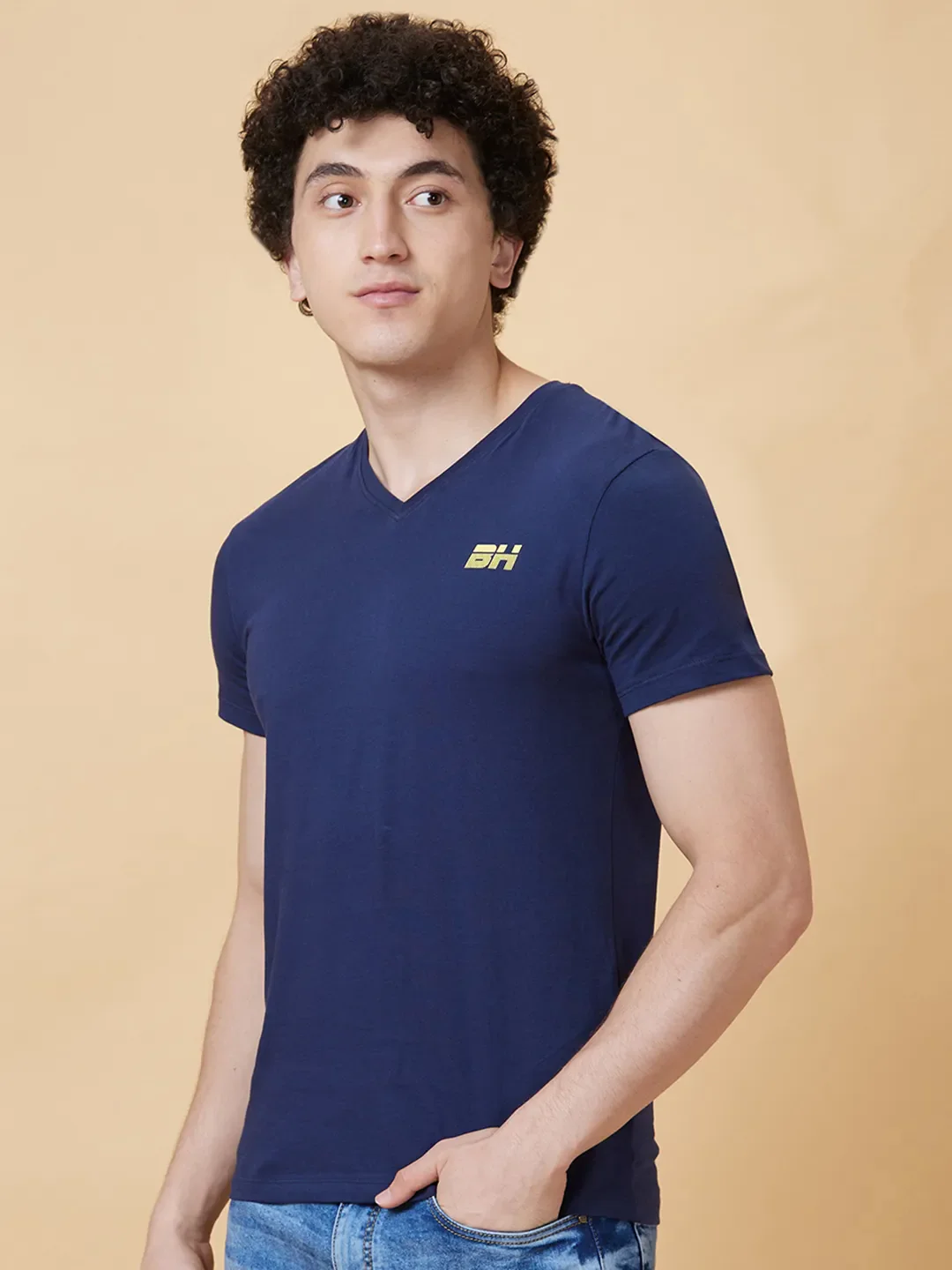 Navy Regular Fit Men's Short Sleeves T-Shirt by Being Human Clothing - Image 3
