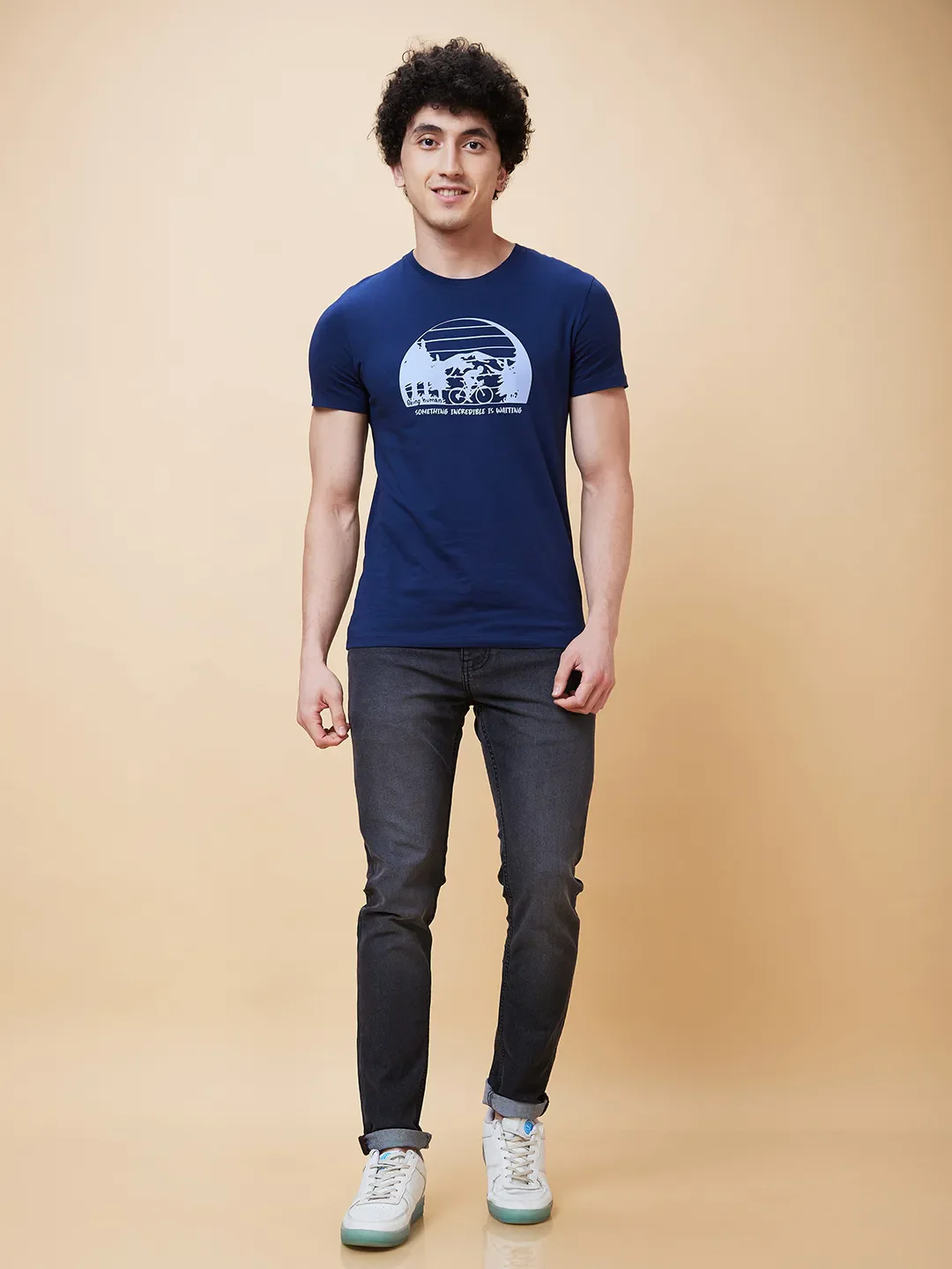 Navy Regular Fit Men's Short Sleeves T-Shirt by Being Human Clothing