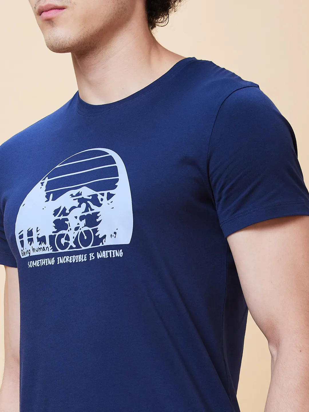Navy Regular Fit Men's Short Sleeves T-Shirt by Being Human Clothing - Image 4