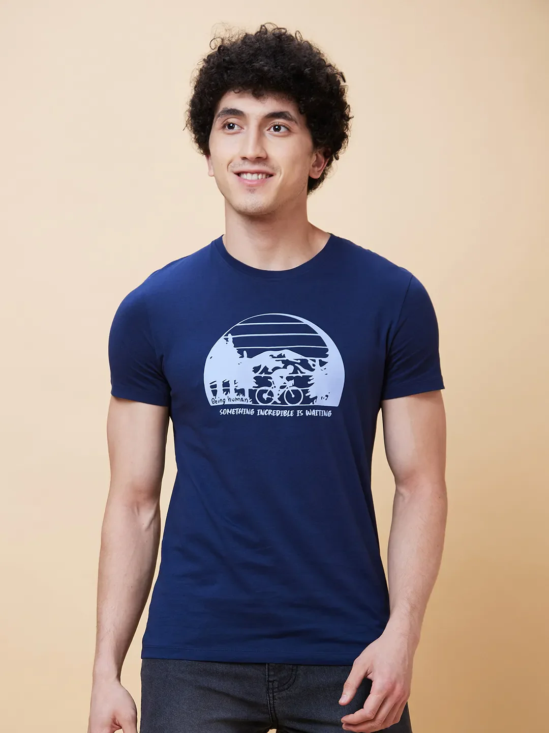 Navy Regular Fit Men's Short Sleeves T-Shirt by Being Human Clothing - Image 6