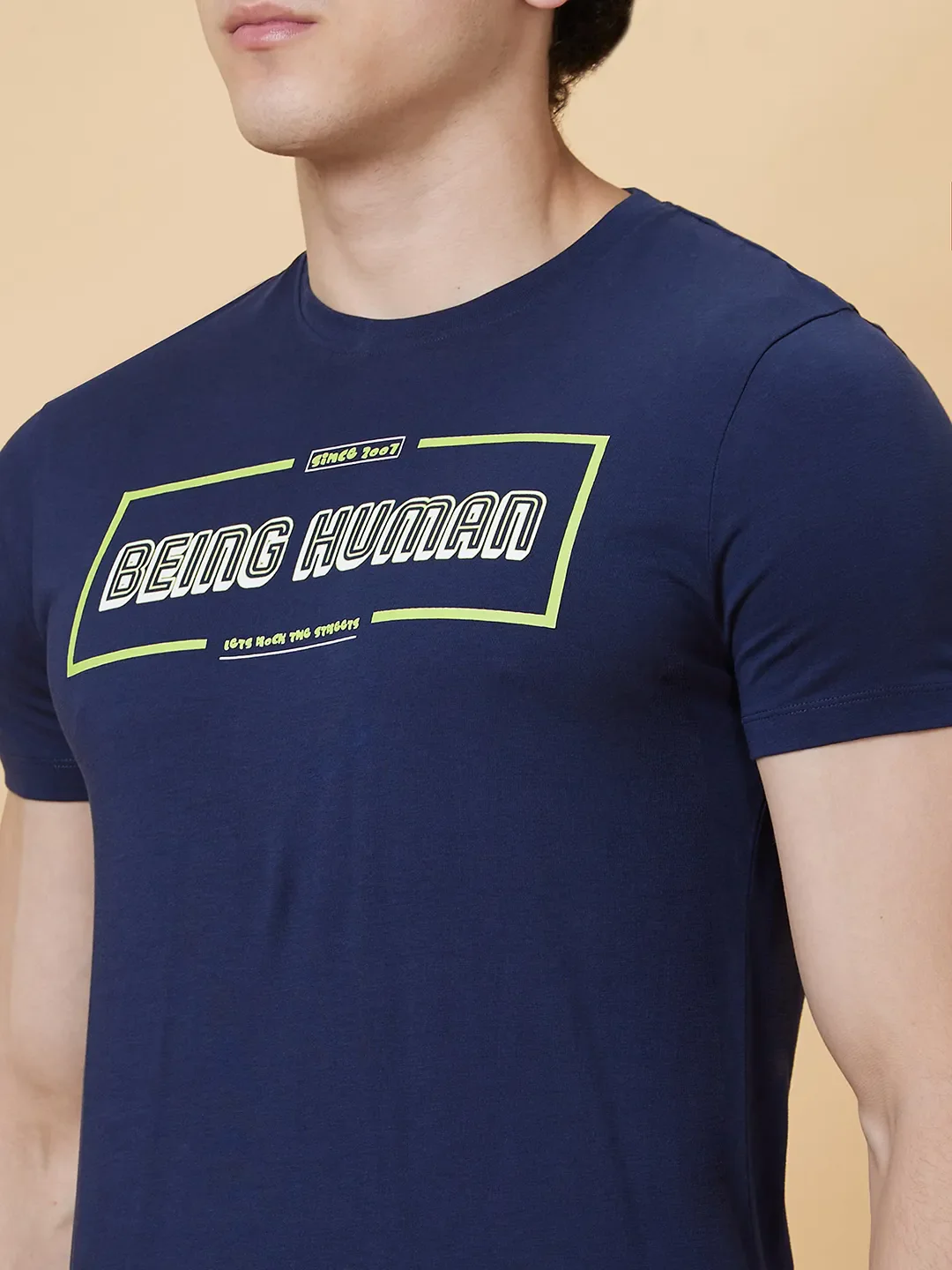 Navy Regular Fit Men's Short Sleeves T-Shirt by Being Human Clothing - Image 4