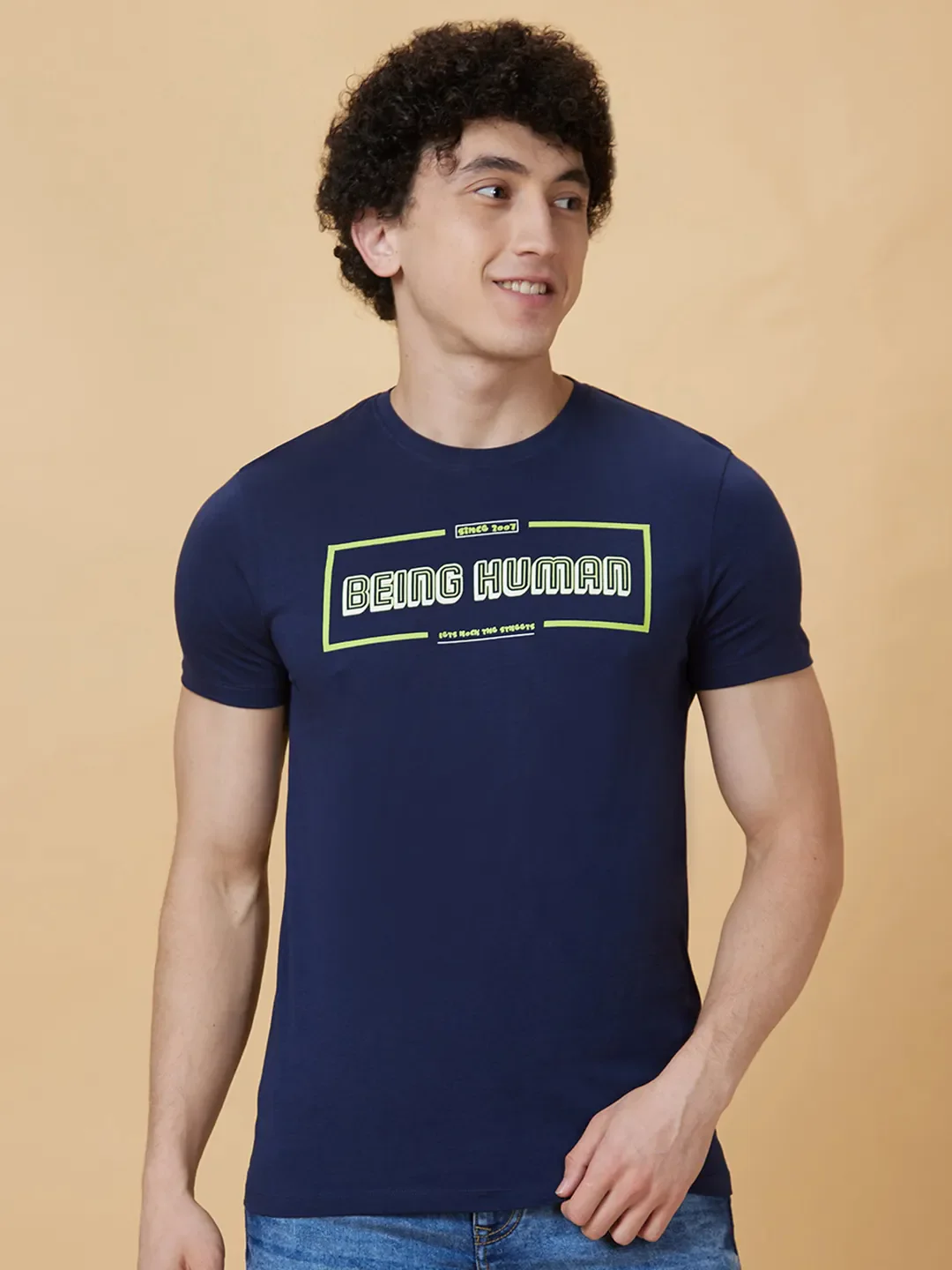 Navy Regular Fit Men's Short Sleeves T-Shirt by Being Human Clothing - Image 6