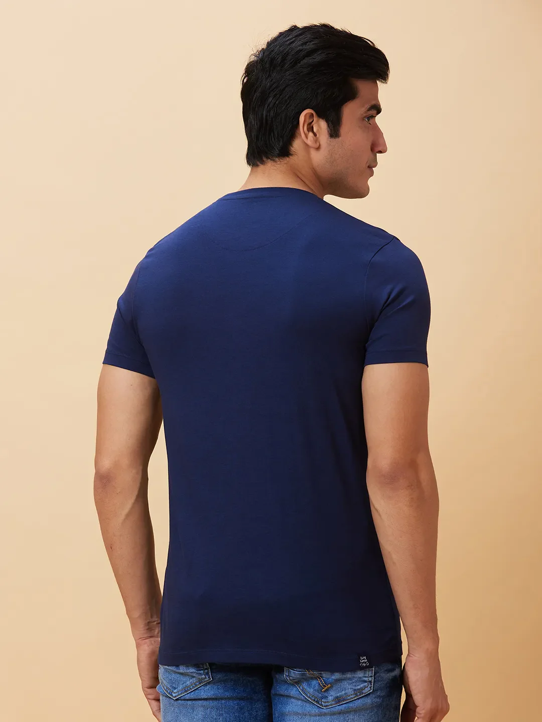 Navy Regular Fit Men's Short Sleeves T-Shirt by Being Human Clothing - Image 2