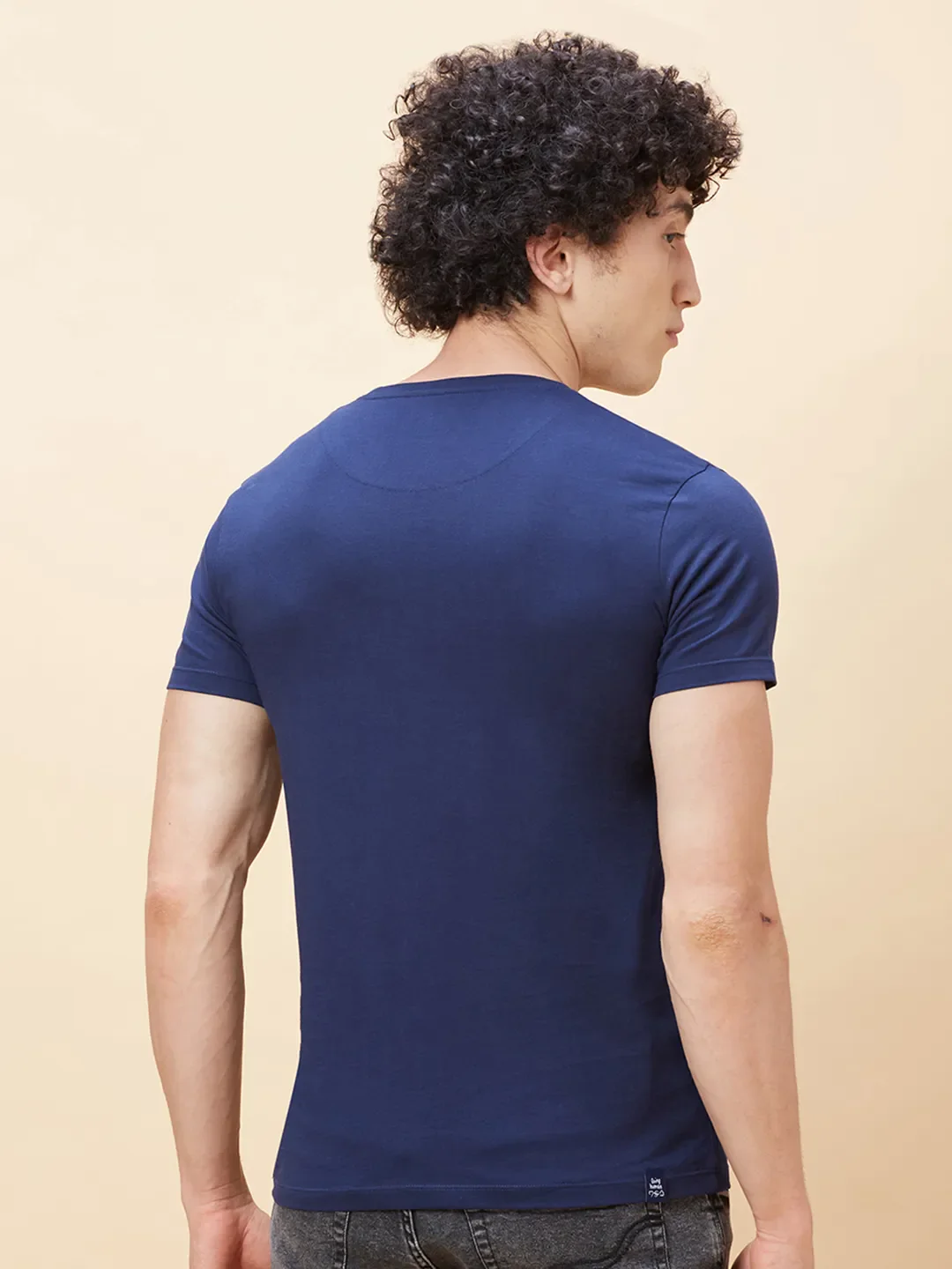 Navy Regular Fit Men's Short Sleeves T-Shirt by Being Human Clothing - Image 3