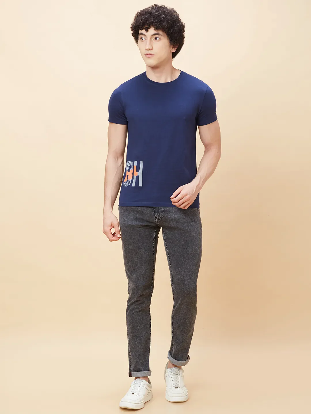 Navy Regular Fit Men's Short Sleeves T-Shirt by Being Human Clothing - Image 2