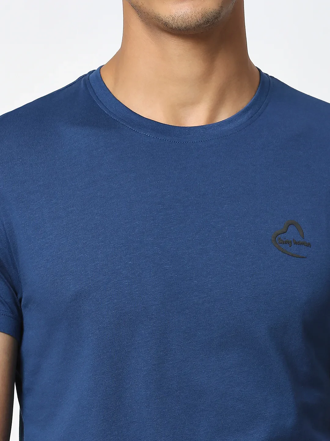 Navy Regular Fit Men's Short Sleeves T-Shirt by Being Human Clothing - Image 2