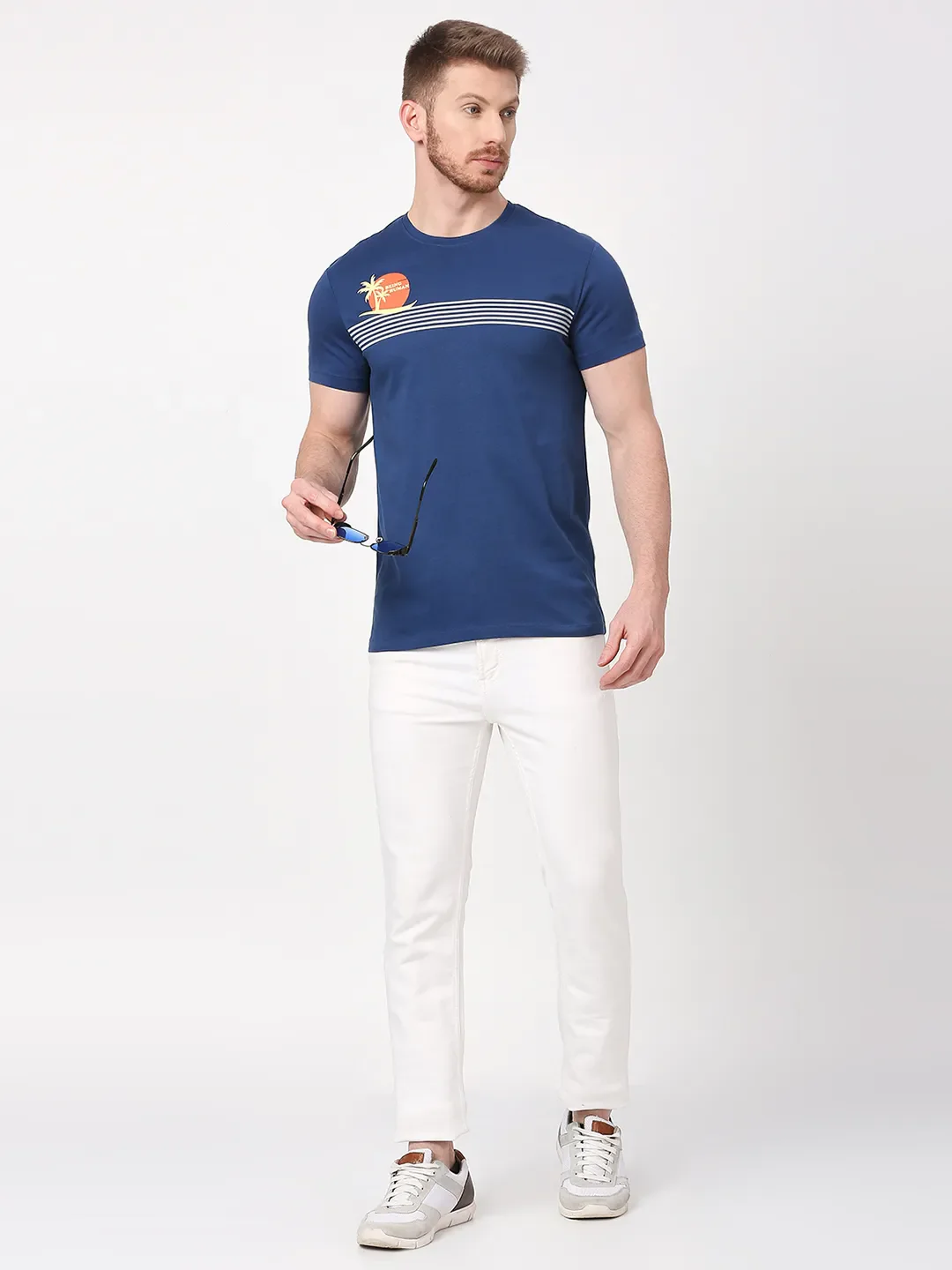 Navy Regular Fit Men's Short Sleeves T-Shirt by Being Human Clothing - Image 6