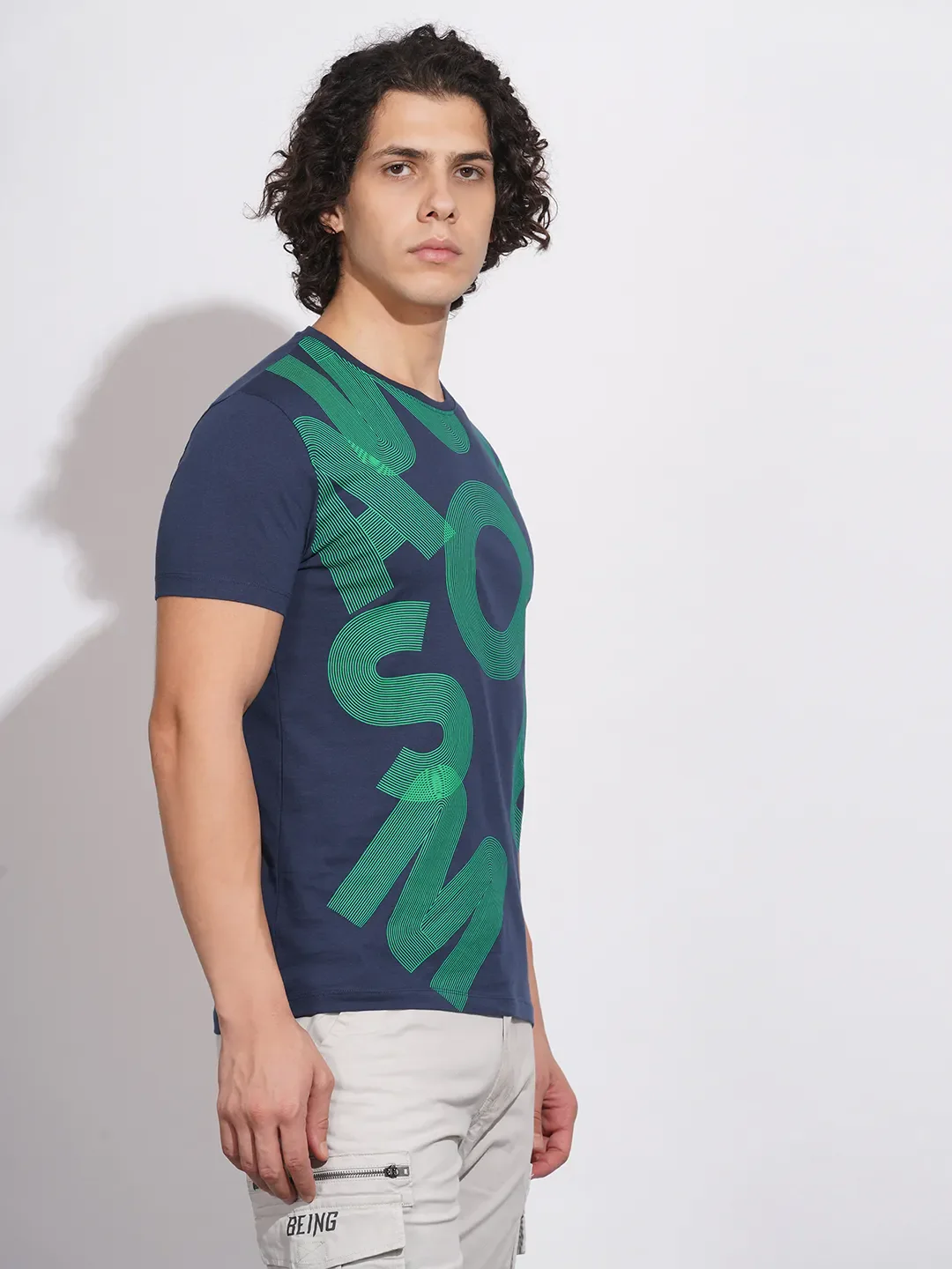 Navy Regular Fit Men's Short Sleeves T-Shirt by Being Human Clothing - Image 2