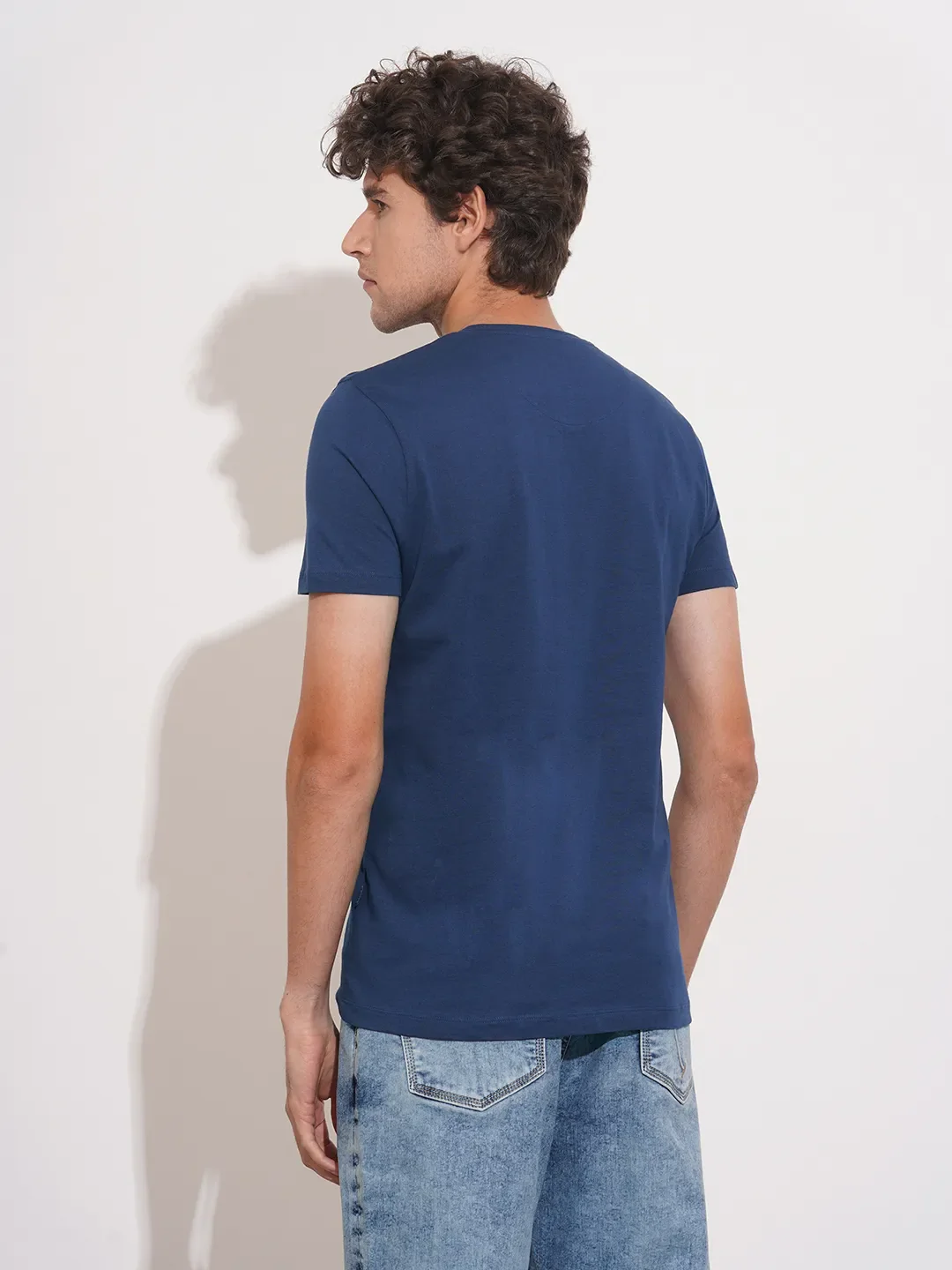 Navy Regular Fit Men's Short Sleeves T-Shirt by Being Human Clothing - Image 3