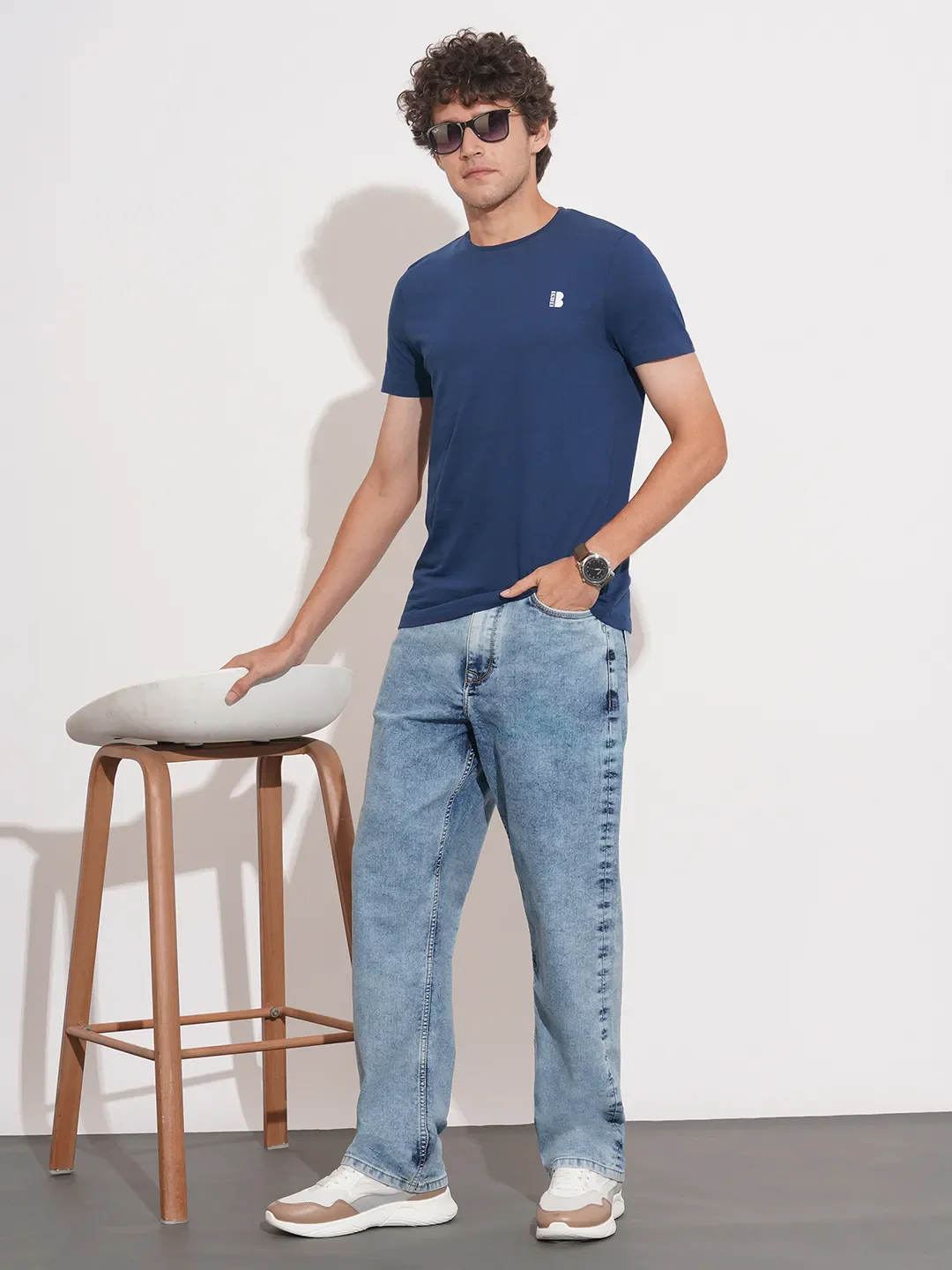 Navy Regular Fit Men's Short Sleeves T-Shirt by Being Human Clothing - Image 4