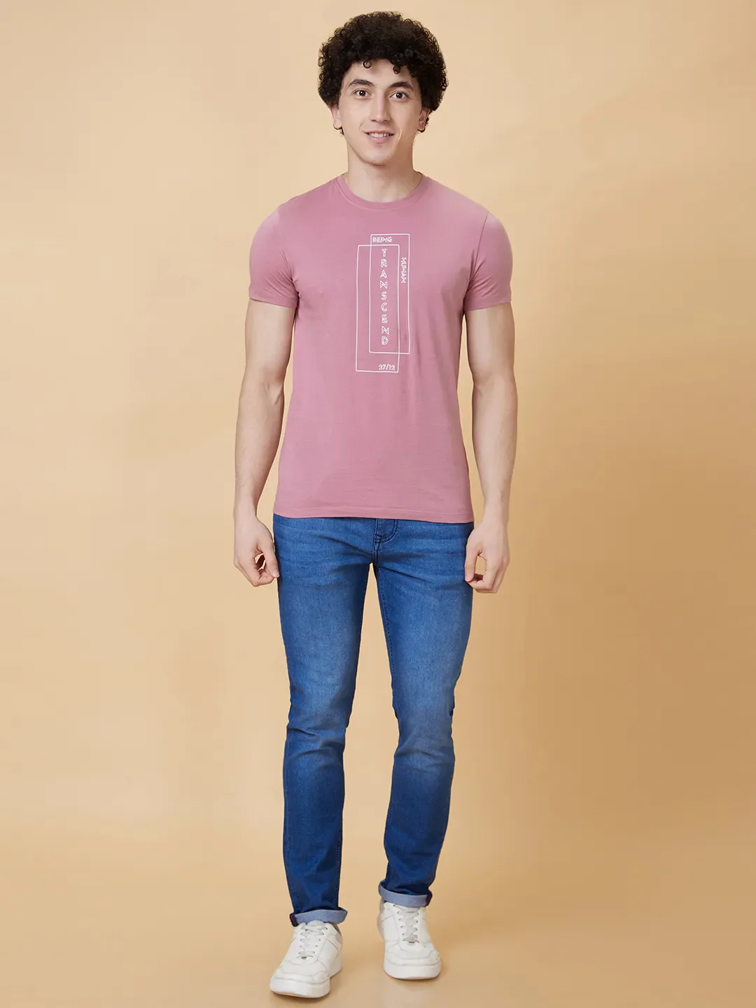 Pink Regular Fit Men's Short Sleeves T-Shirt by Being Human Clothing
