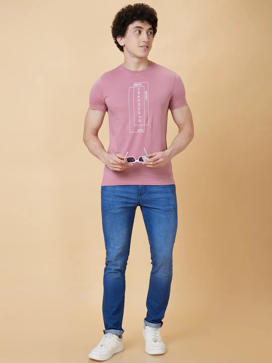 Pink Regular Fit Men's Short Sleeves T-Shirt by Being Human Clothing - Image 5