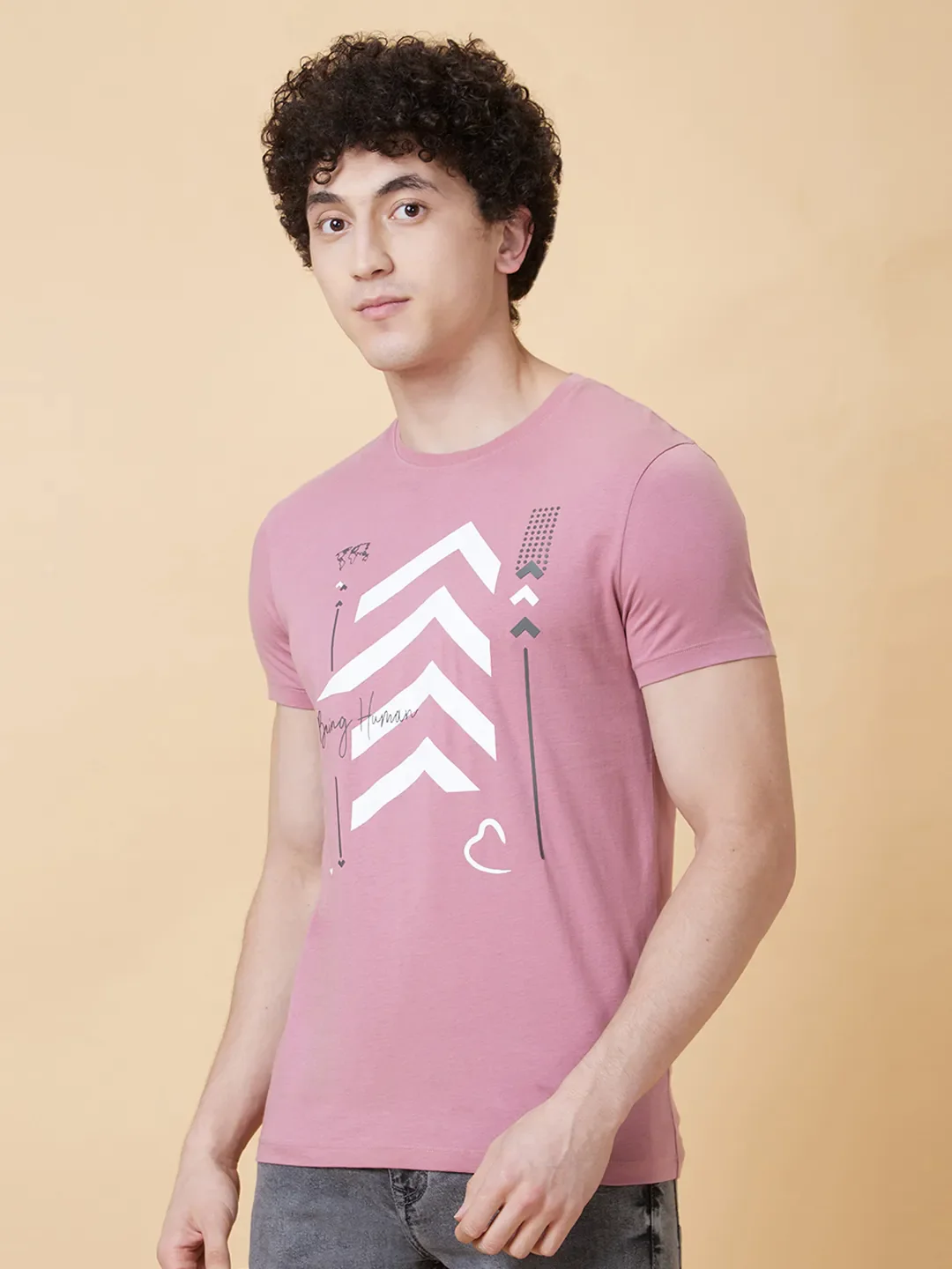 Pink Regular Fit Men's Short Sleeves T-Shirt by Being Human Clothing - Image 3