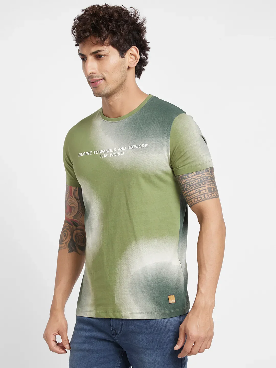 Olive Regular Fit Round Neck Men's T-Shirt by Being Human Clothing - Image 3