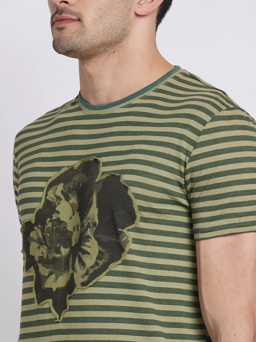 Olive Regular Fit Round Neck Men's T-Shirt by Being Human Clothing - Image 3