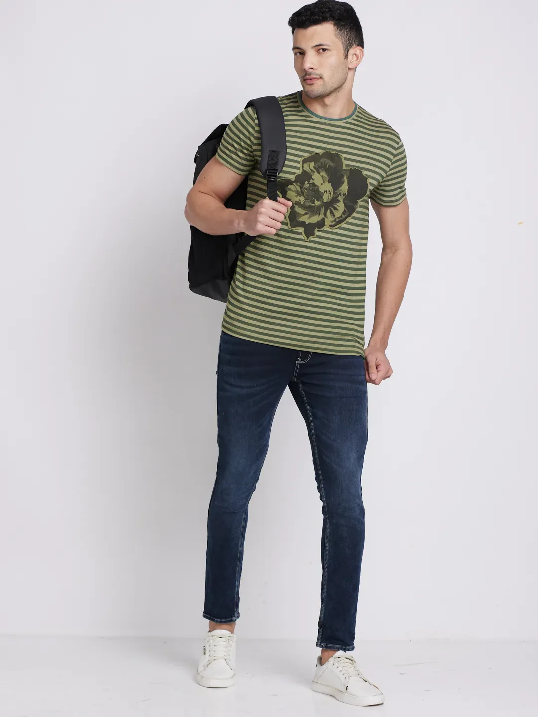 Olive Regular Fit Round Neck Men's T-Shirt by Being Human Clothing - Image 5