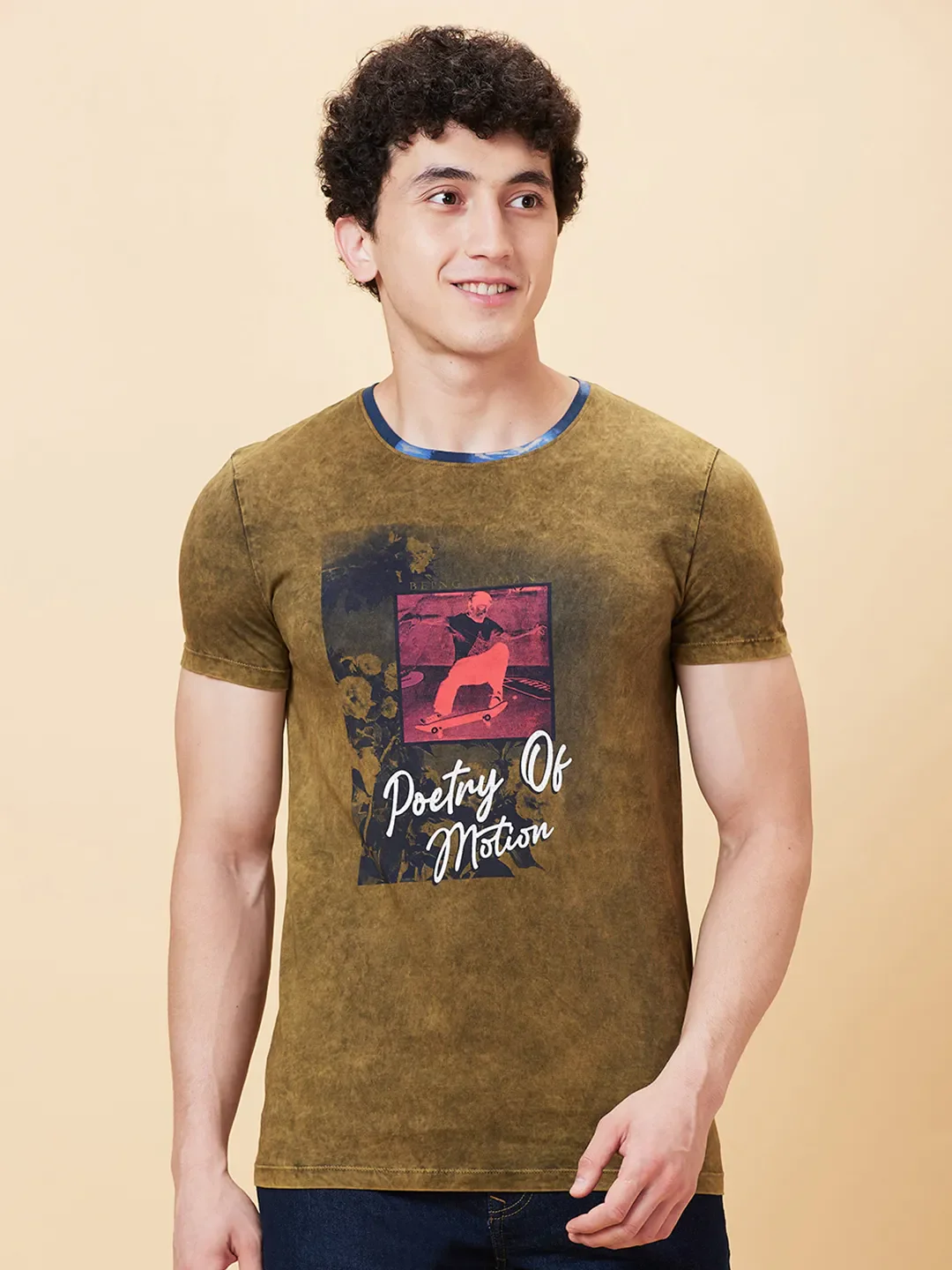 Green Regular Fit Men's Short Sleeves T-Shirt by Being Human Clothing