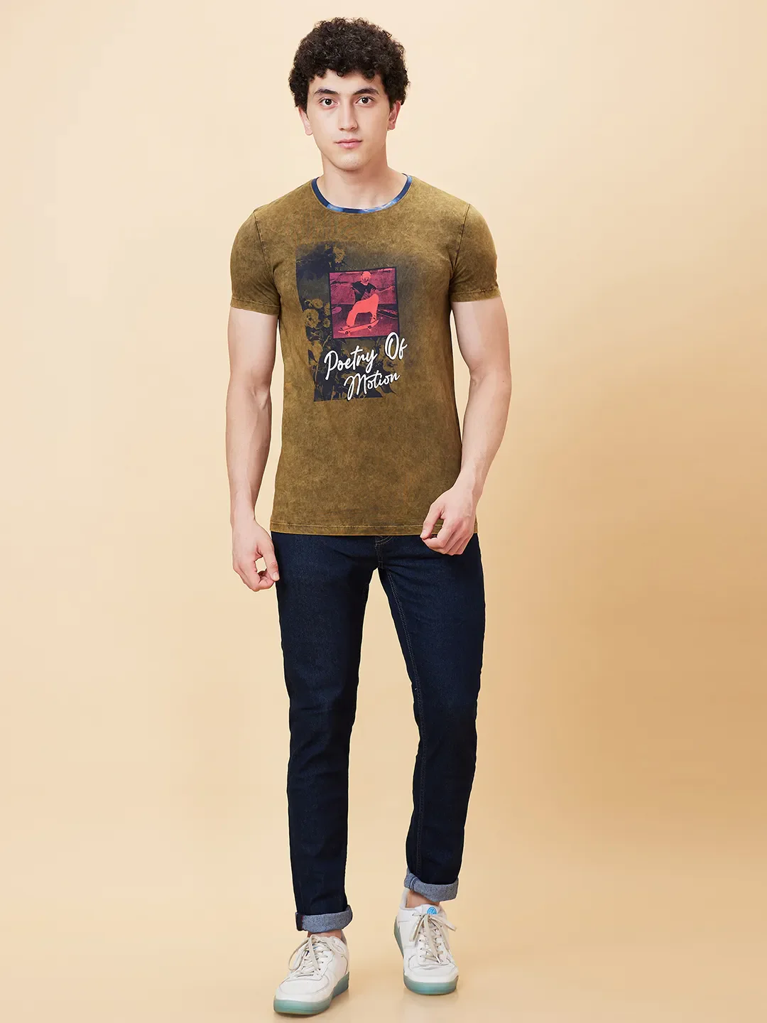 Green Regular Fit Men's Short Sleeves T-Shirt by Being Human Clothing - Image 2