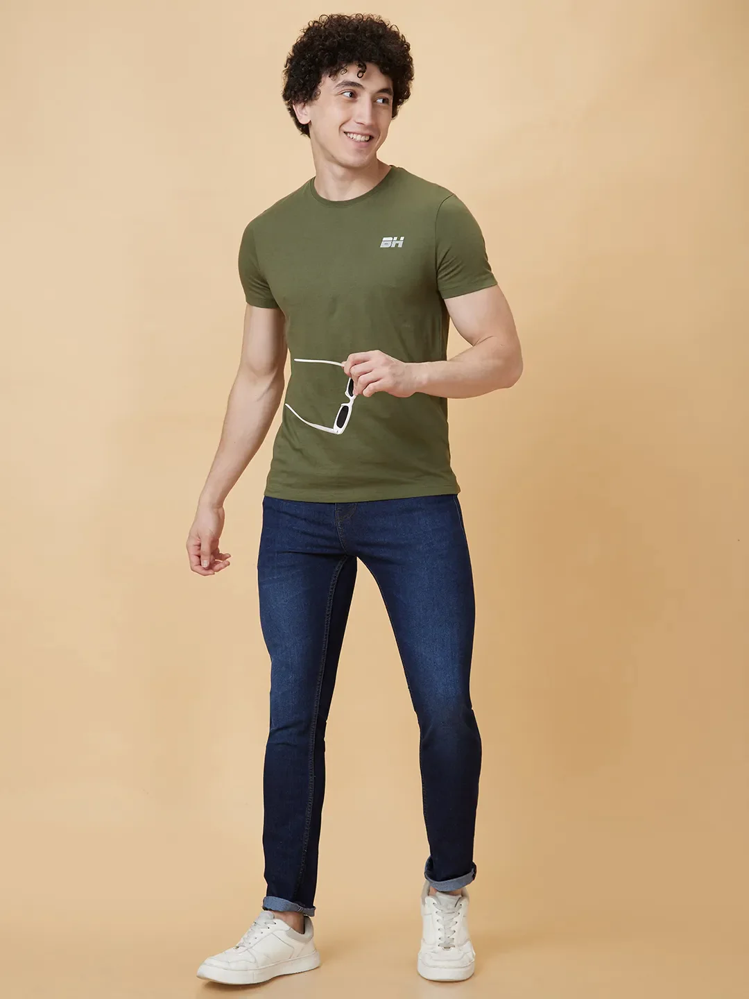 Green Regular Fit Men's Short Sleeves T-Shirt by Being Human Clothing - Image 5
