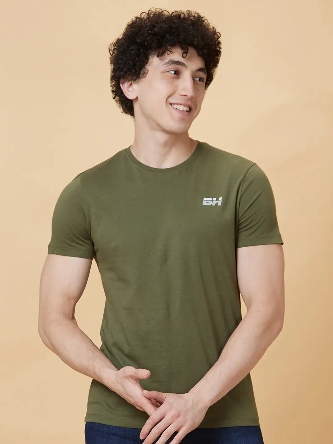Green Regular Fit Men's Short Sleeves T-Shirt by Being Human Clothing - Image 6