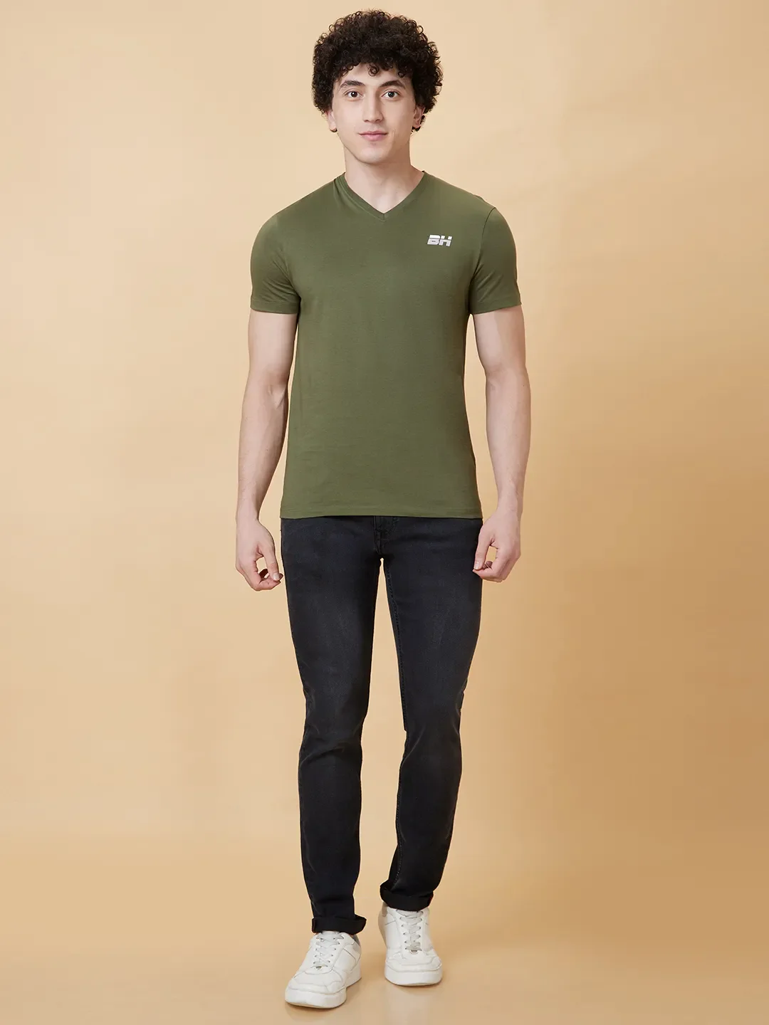 Green Regular Fit Men's Short Sleeves T-Shirt by Being Human Clothing
