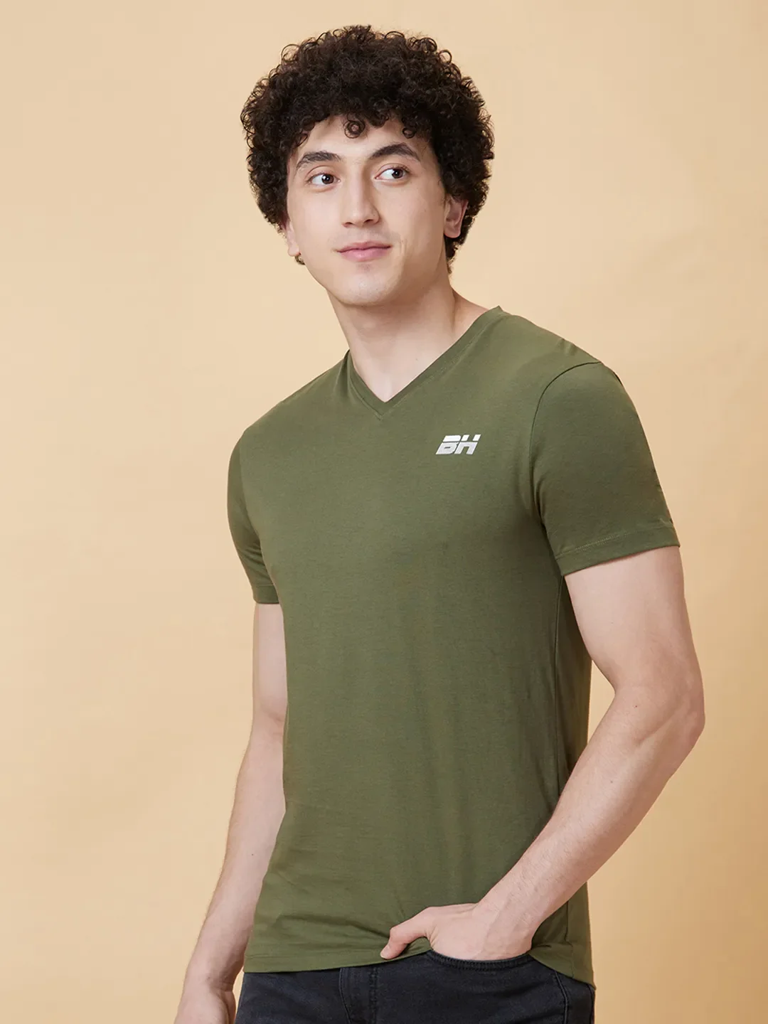 Green Regular Fit Men's Short Sleeves T-Shirt by Being Human Clothing - Image 3