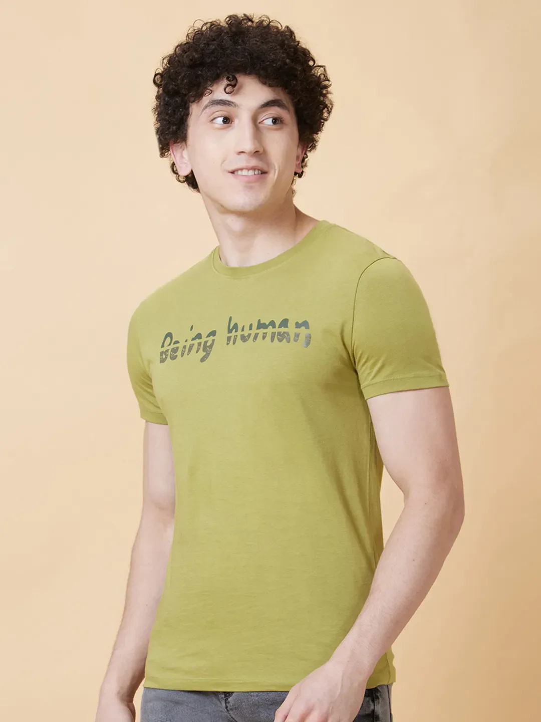 Green Regular Fit Men's Short Sleeves T-Shirt by Being Human Clothing - Image 3