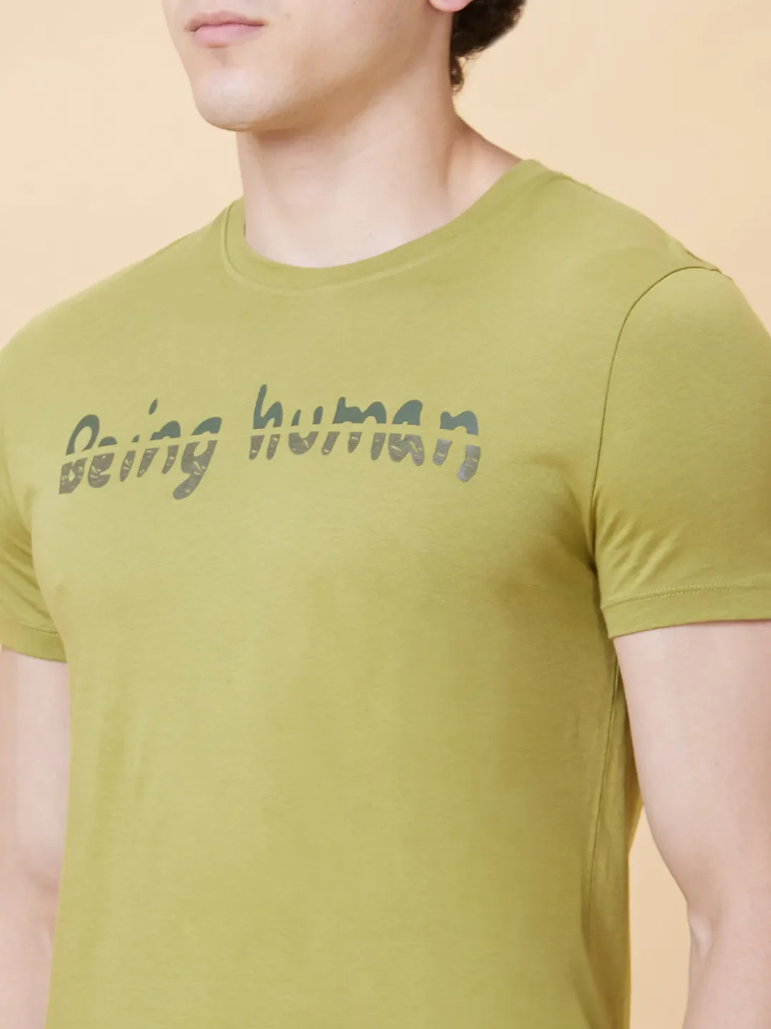 Green Regular Fit Men's Short Sleeves T-Shirt by Being Human Clothing - Image 4