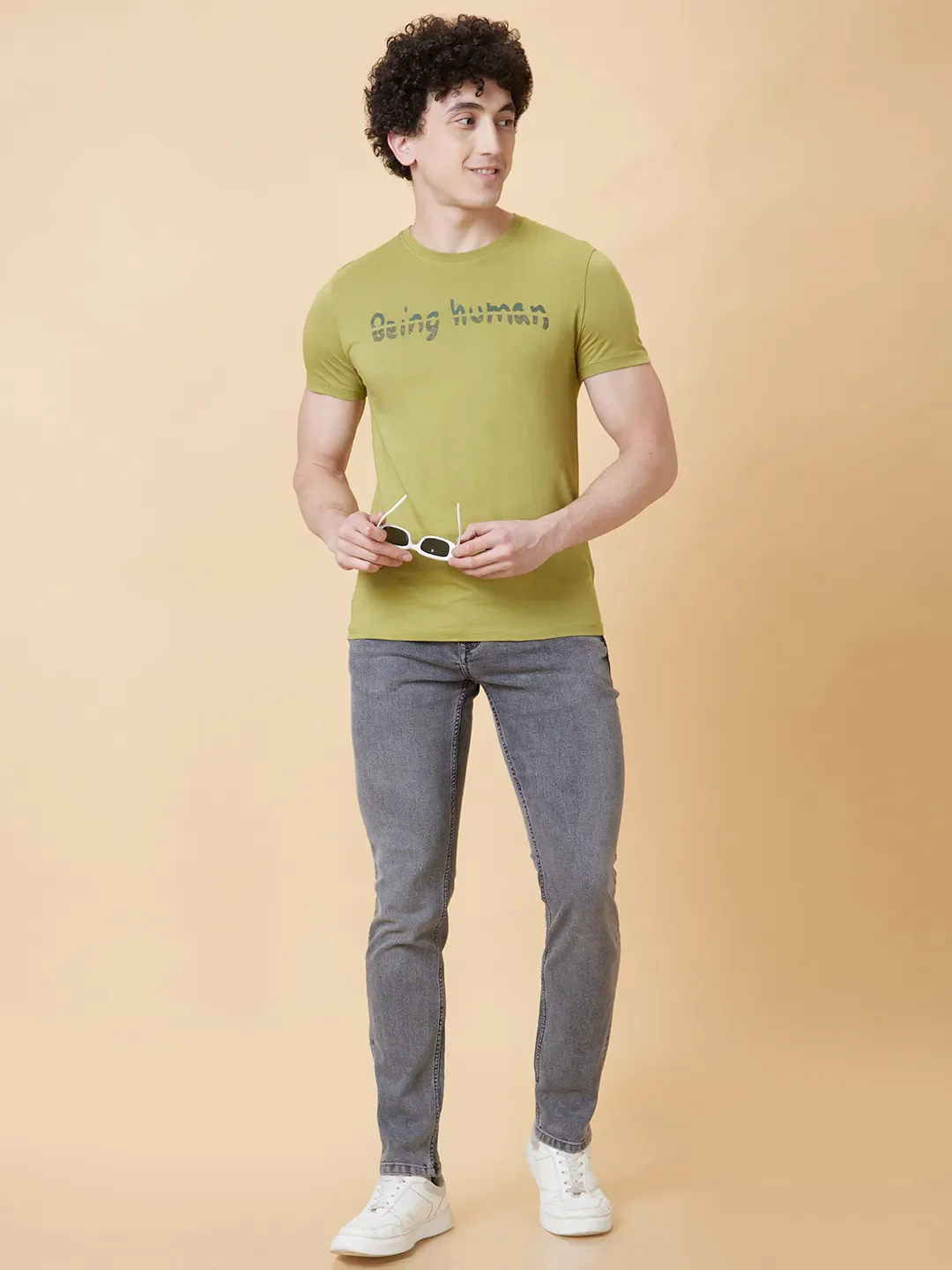 Green Regular Fit Men's Short Sleeves T-Shirt by Being Human Clothing - Image 5