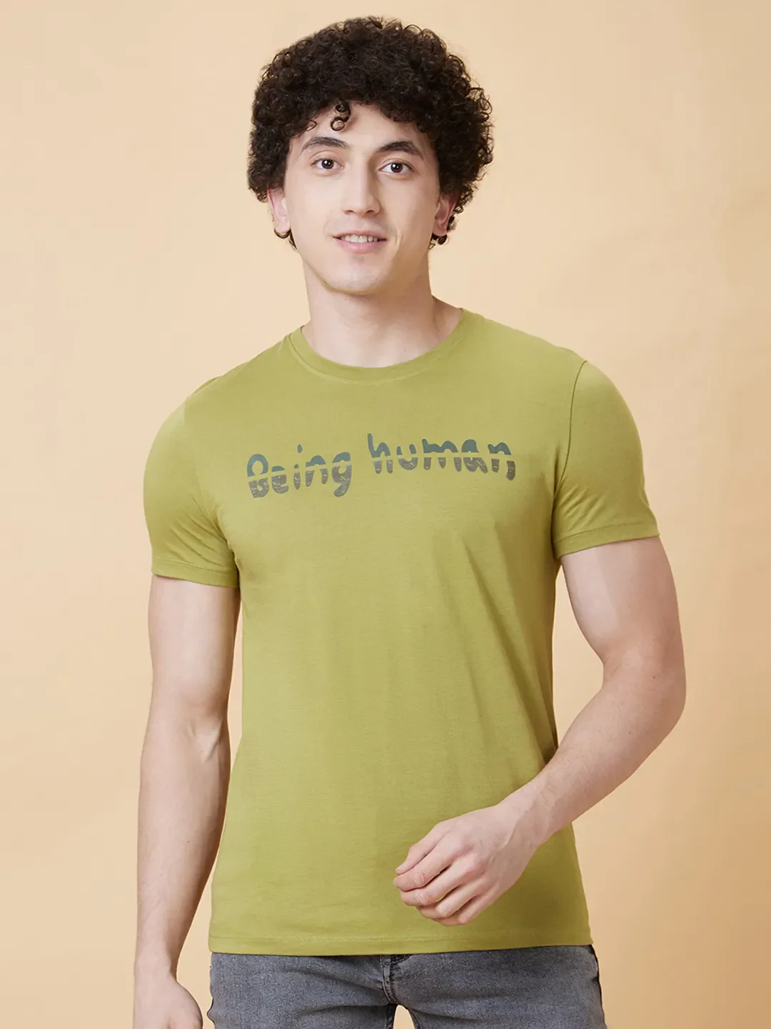 Green Regular Fit Men's Short Sleeves T-Shirt by Being Human Clothing - Image 6