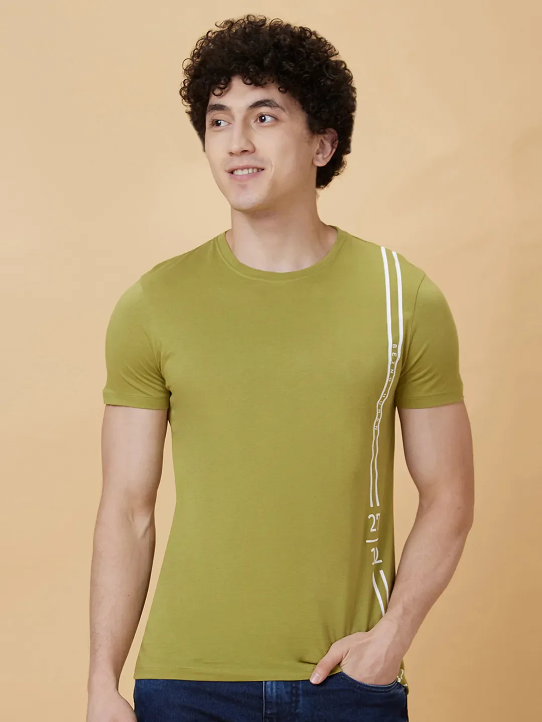 Green Regular Fit Men's Short Sleeves T-Shirt by Being Human Clothing - Image 6